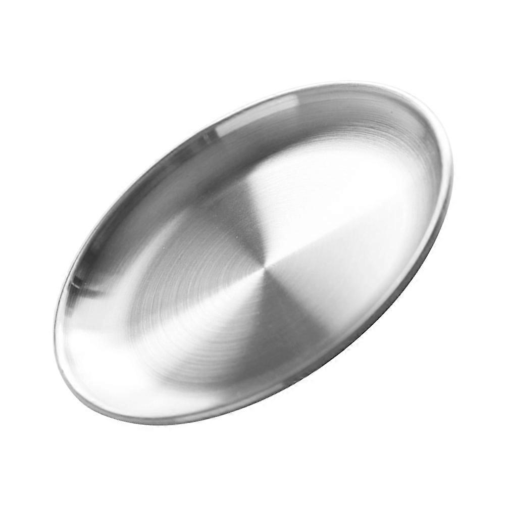 Silver Round Grill Serving Plate for Food Use in Household 2Pcs