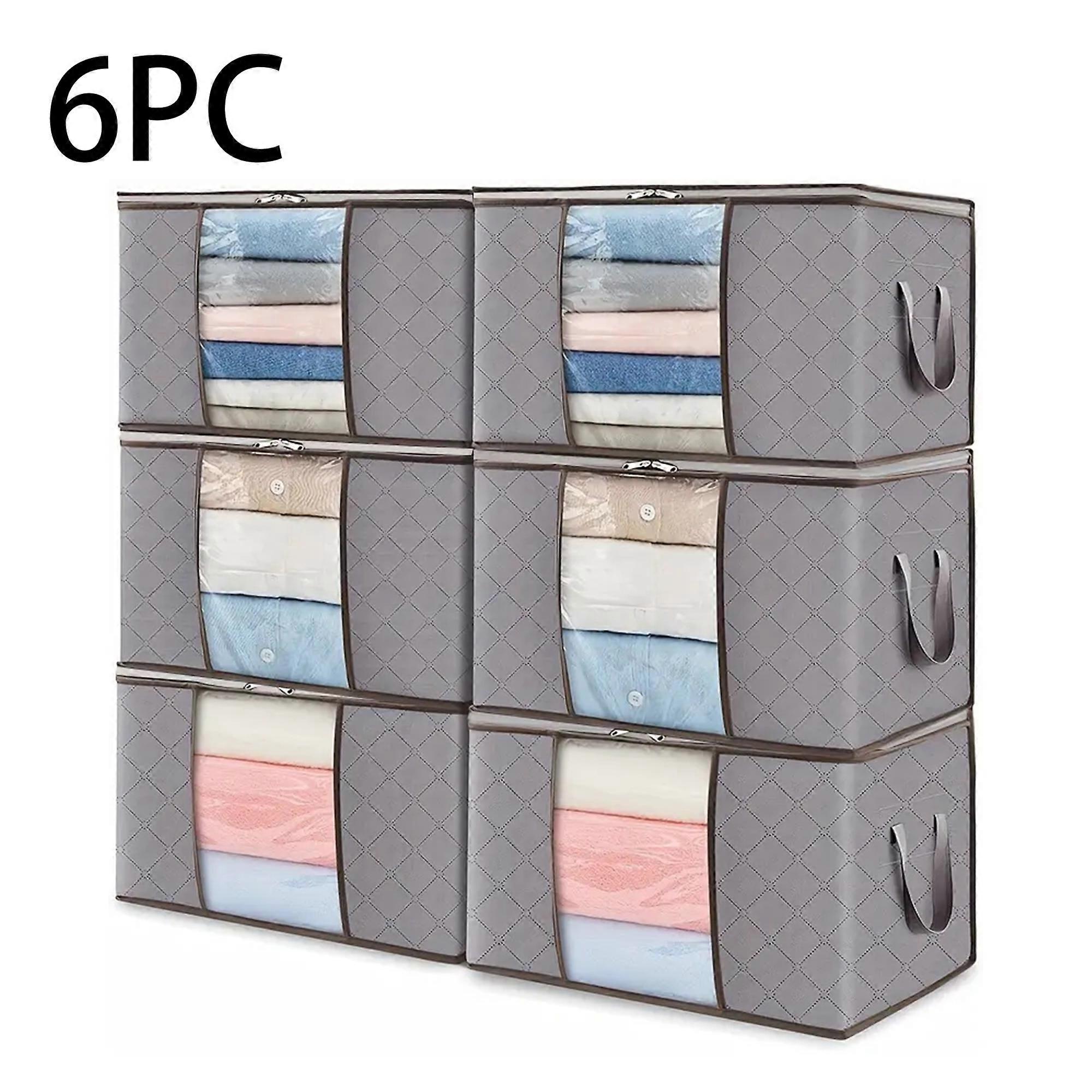 3PC/6PC Quilt Storage Bag, Organizing Box - Foldable Fabric Clothing Organizing Bag for Quilt, Blanket, Bedding, and Clothes - M