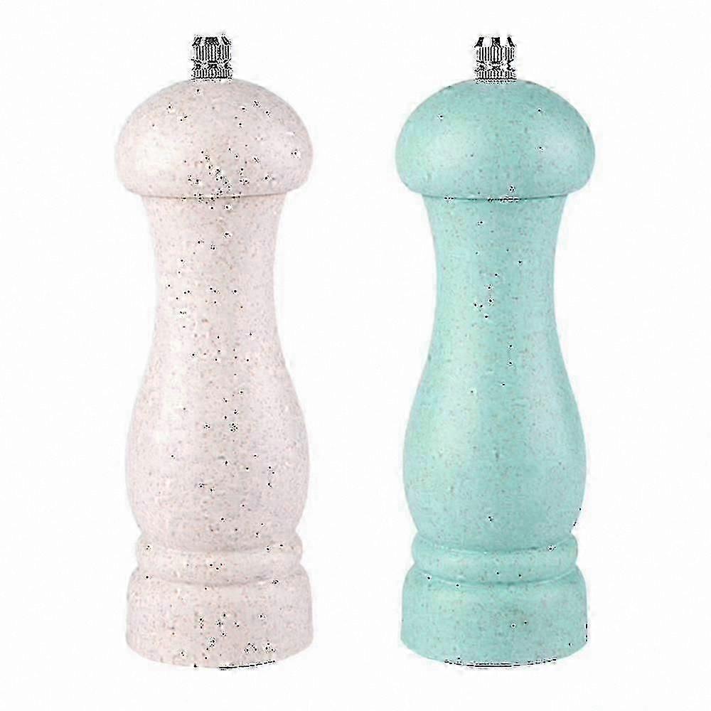 Premium Oak Salt and Pepper Mill Set with Adjustable Grind Settings and Refillable Design