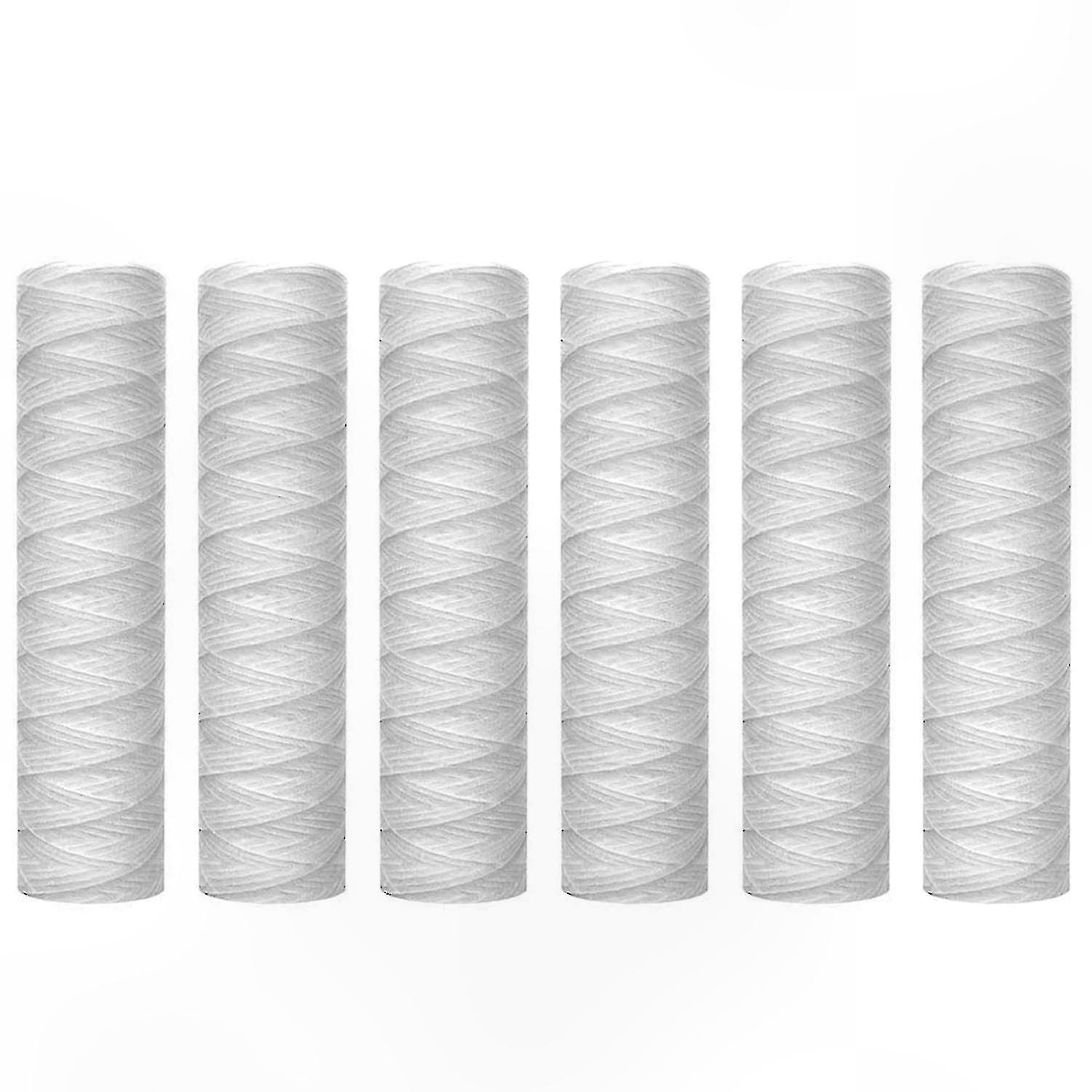 Whole House Sediment Water Filter Cartridge, 10" x 2.5", String Wound, 6-Pack, Universal Fit for Home Filtration Systems