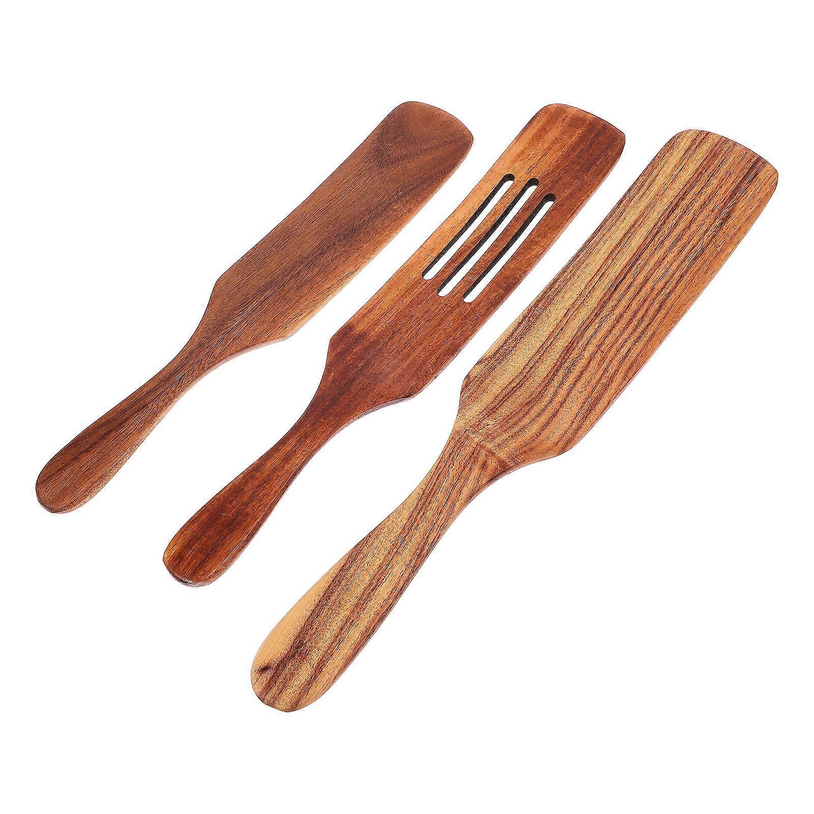 Heat Resistant Wooden Spatula Set 2 Sets Of 3Pcs Cooking Utensils With Long Handle For Home Users Dining