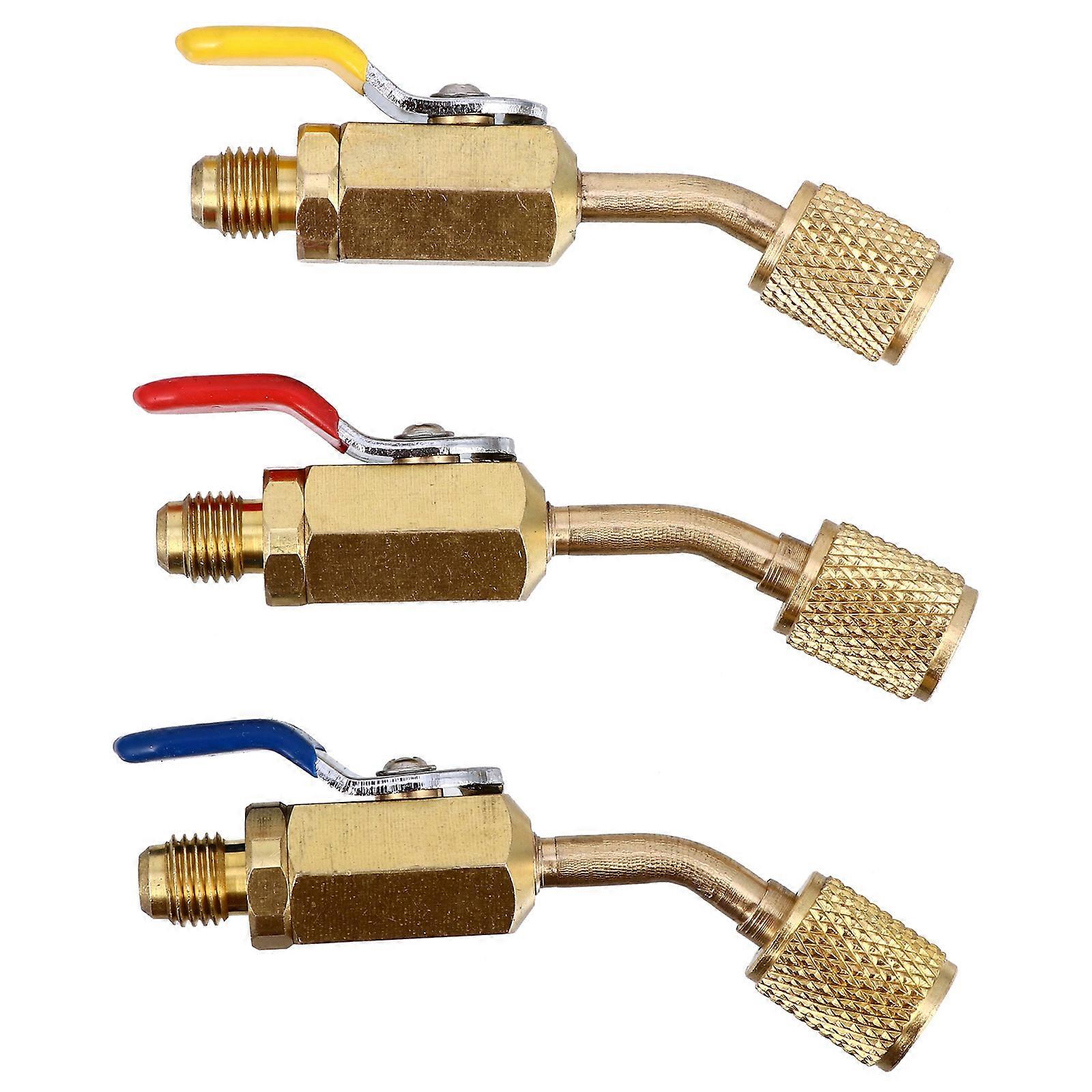 Control Angled Adapters For DIY Mechanics 3Pcs Copper Valve For Automotive Maintenance