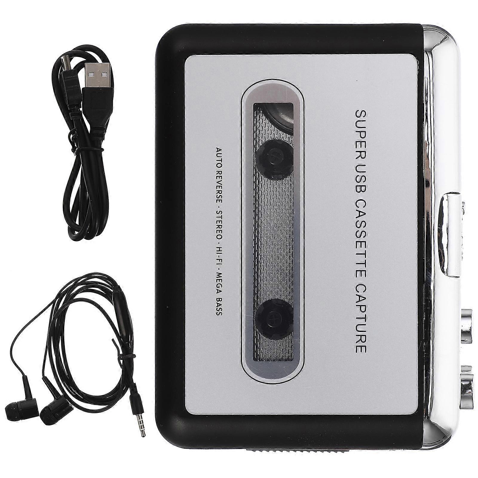 Cassette Tape Recorder And Player Portable Cassette Tape Transverter For Car Use Silver Compact Battery or USB Powered 1Set