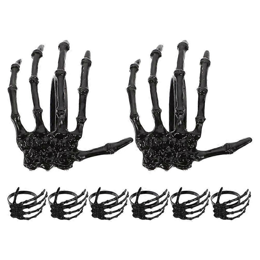 12Pcs Halloween Serviette Ring Holders Skeleton Tableware For Festive Decoration Events