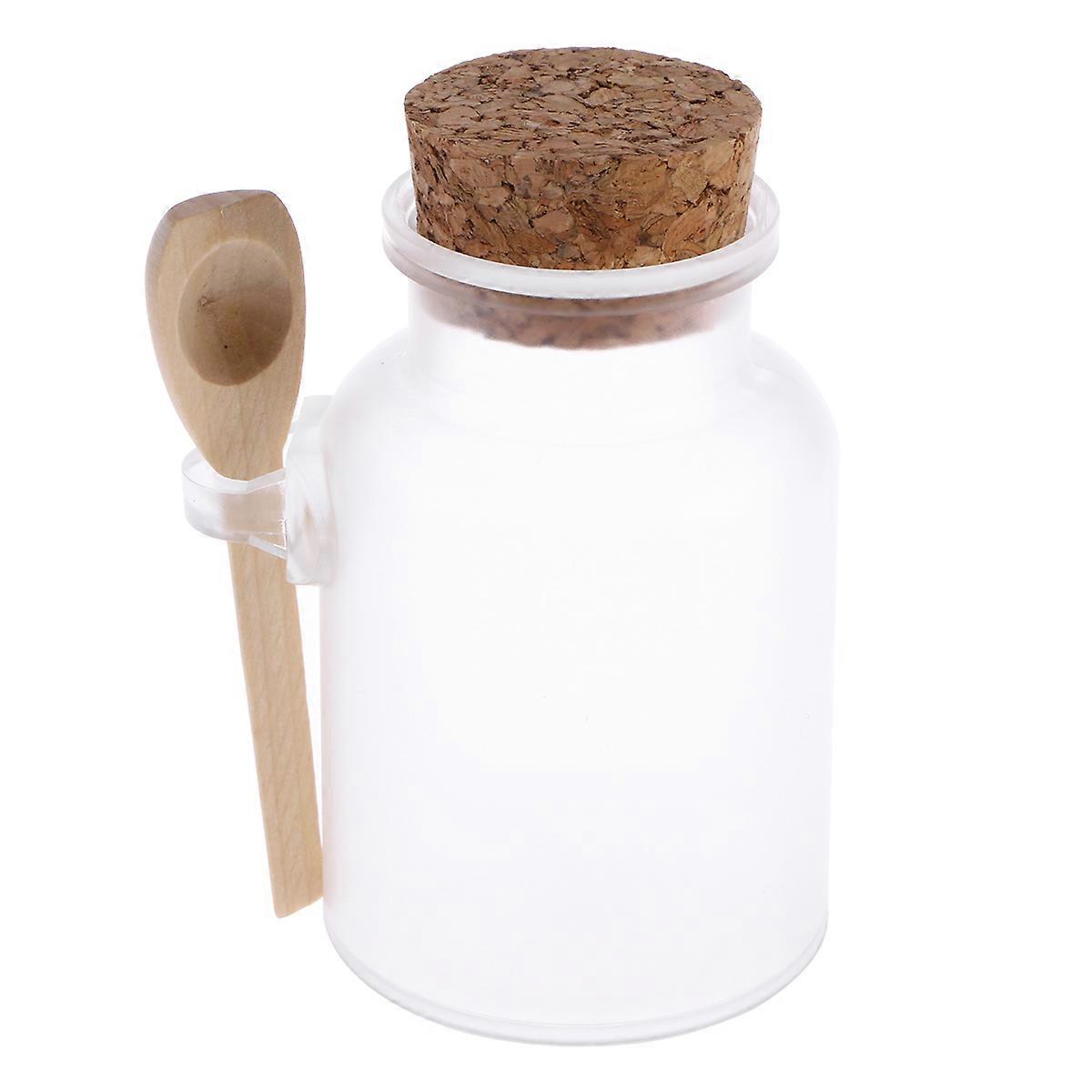 Plastic Jar ABS Bath Salt Container with Cork and Spoon 2Pcs