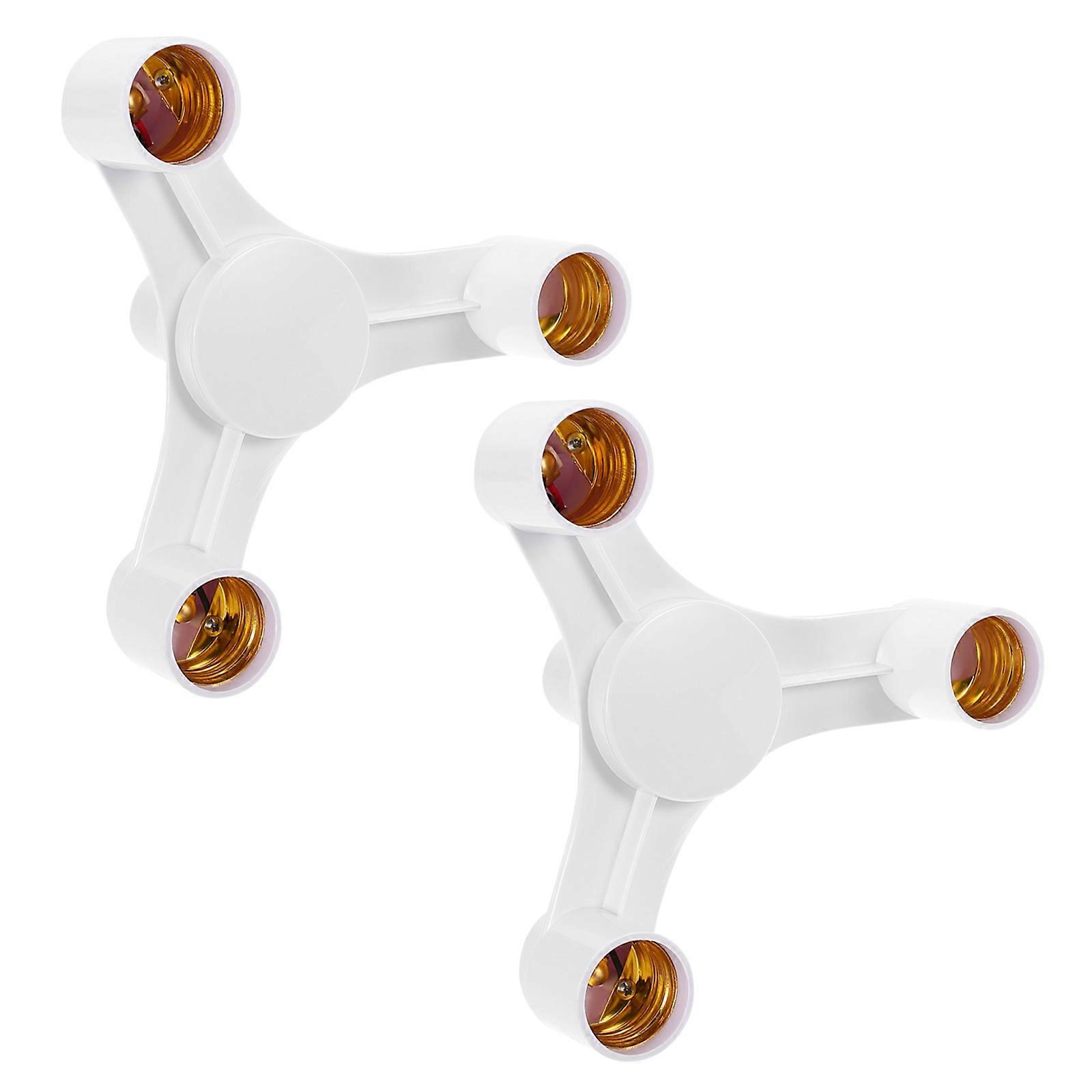 Household Lamp Holder E27 Triple Head Conversion Socket for Lighting 2Pcs