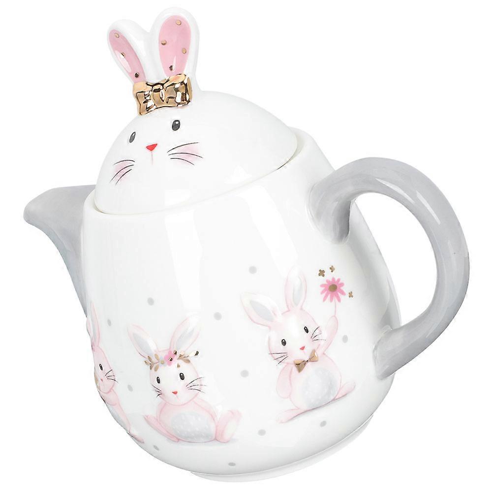 Ceramic Bunny Tea Pot for Serving Tea 3Pcs White Easter Large Porcelain