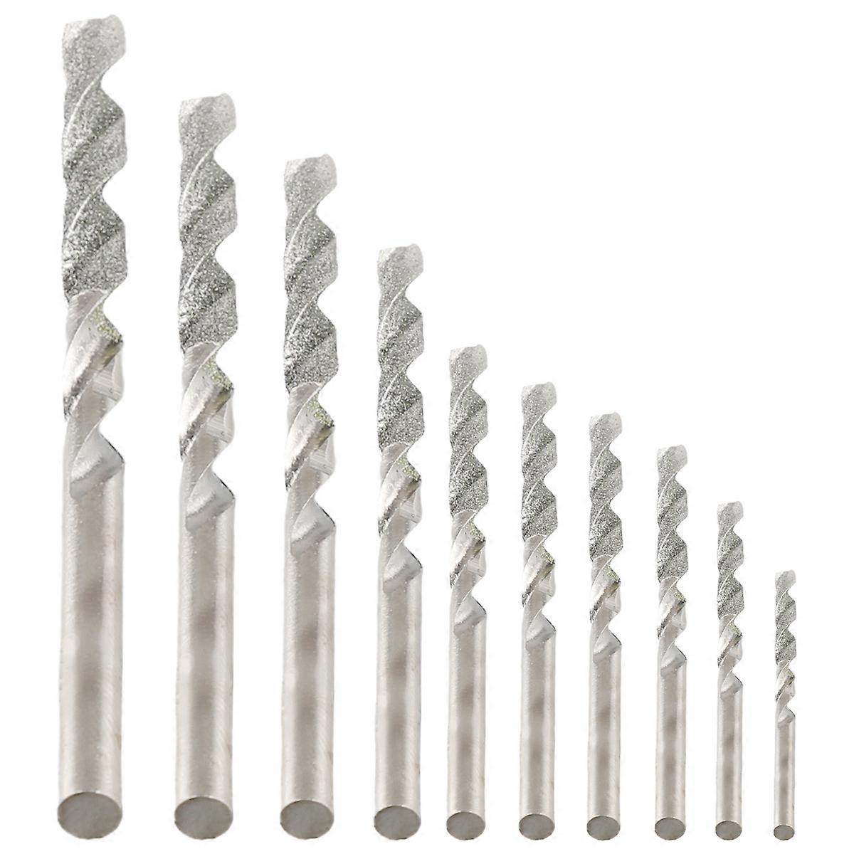 10 Pieces Diamond Drill Bits Set Twist Diamond Tip Drill Bit Heavy
