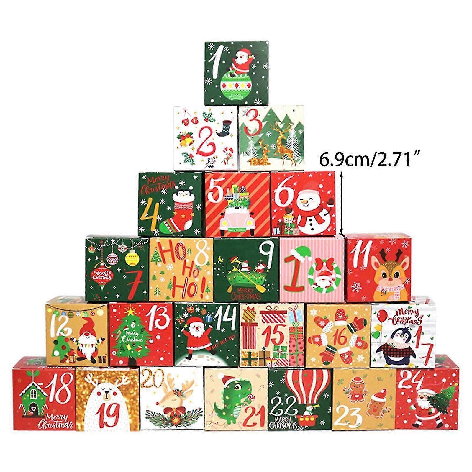 Christmas Advent Calendar Boxes 24 Pack Candy Gift Packaging Box for Xmas Festival Party Arrival Calendar Countdown