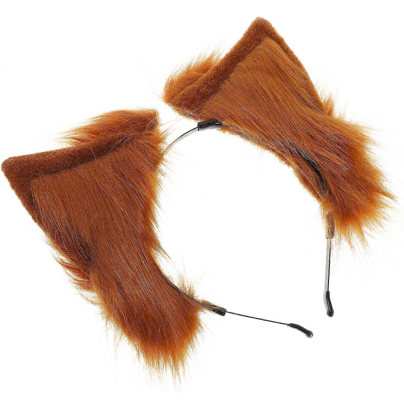 Light Brown Cat Ears Headband Plush Accessory for Costume