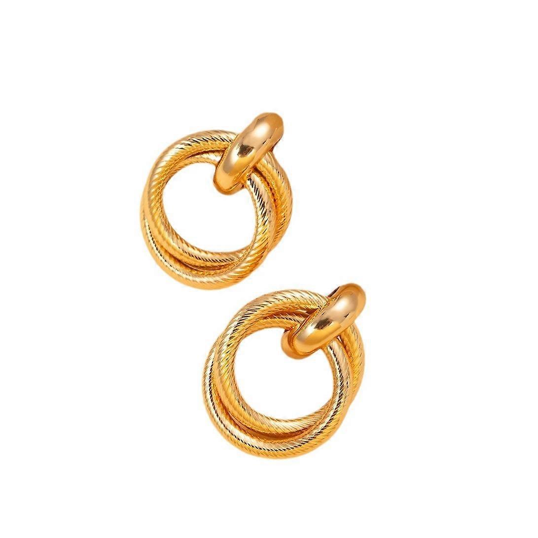 Knot Earrings, Vintage Multi-Layer Twisted Cable Pattern Gold Color Women's Earrings