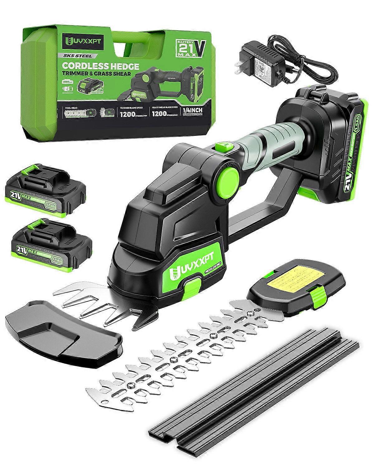 21V Cordless Grass Shear Shrubbery Trimmer 2 in 1 Handheld Hedge Trimmer