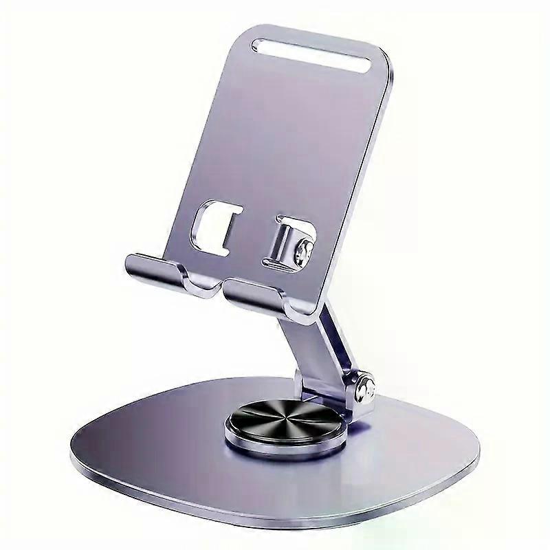 360 degree rotating metal phone stand - compact, foldable, portable - desktop stand for smartphones and tablets