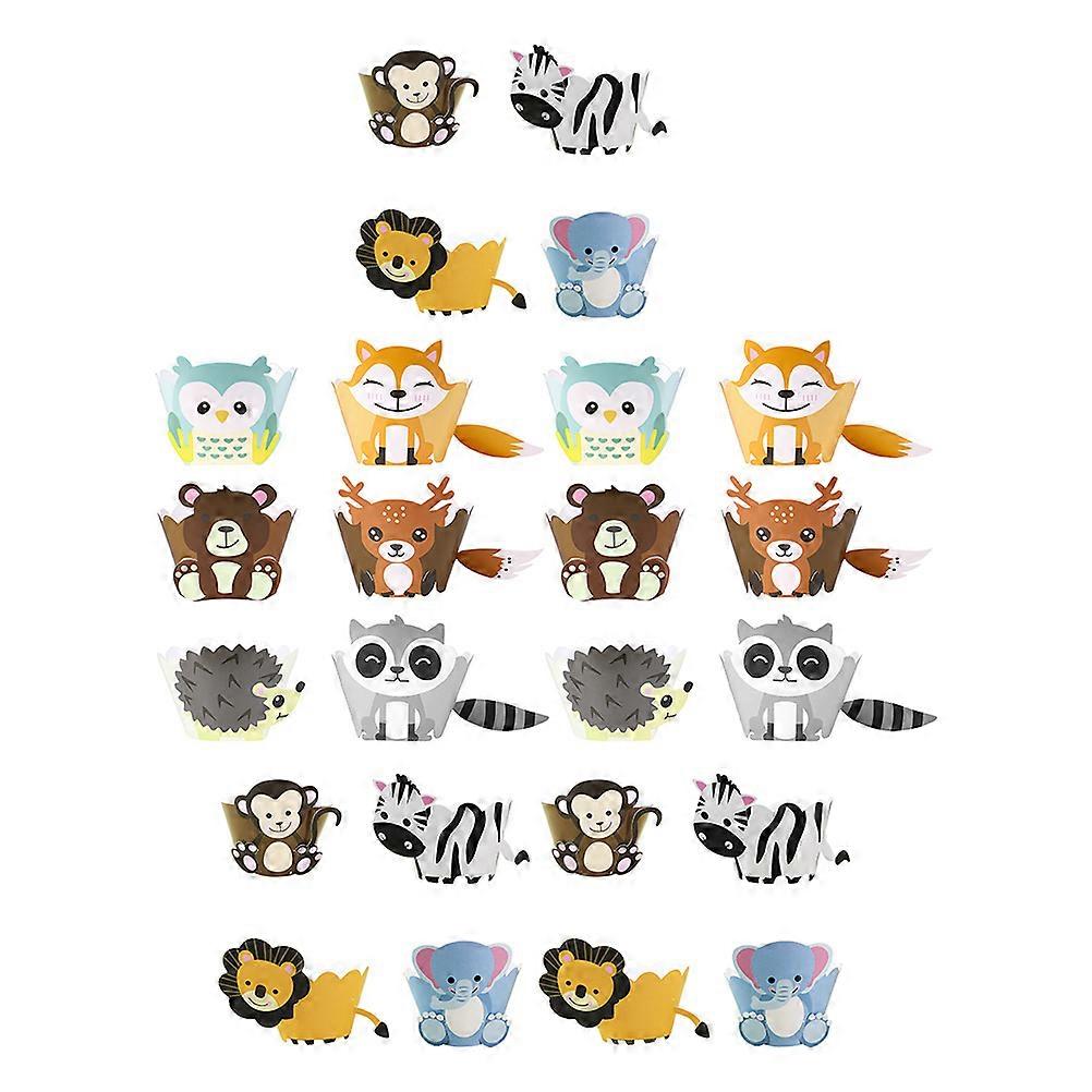 Decorative Cupcake Wrappers Animal Patterns For Parties 8.5X8.5X8CM Paper 24 Sets