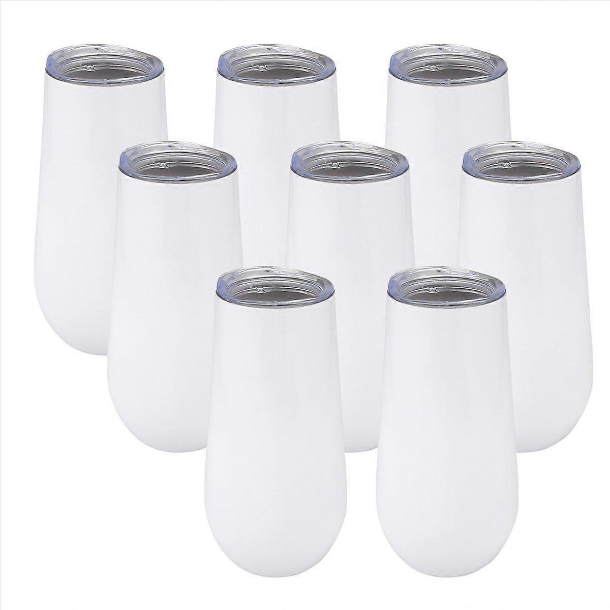 8パックステムレスシャンパンフルートワインタンブラー、6オンスタンブラーホワイト