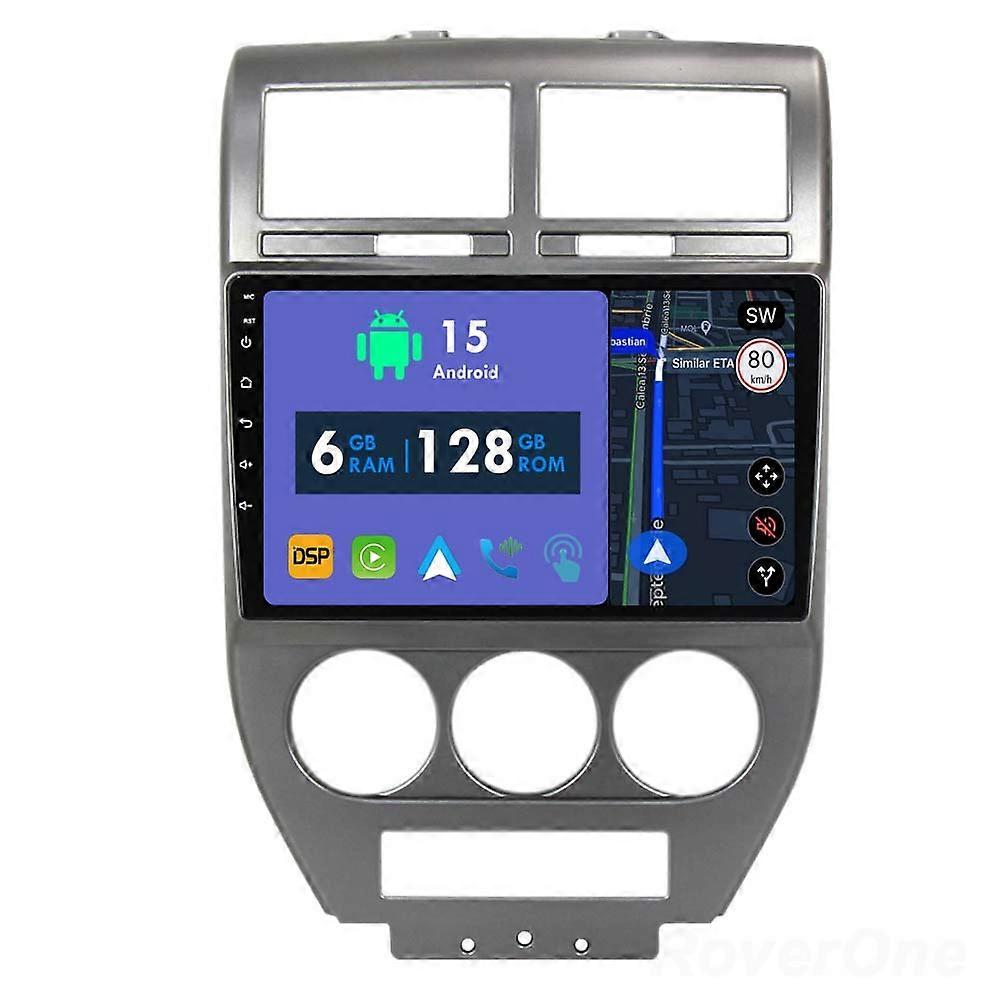 Car Radio 6G+128G CarPlay GPS Navigation Head Unit for Jeep Compass 1 MK 2006 - 2010 Android Auto Bluetooth Stereo Touch Screen