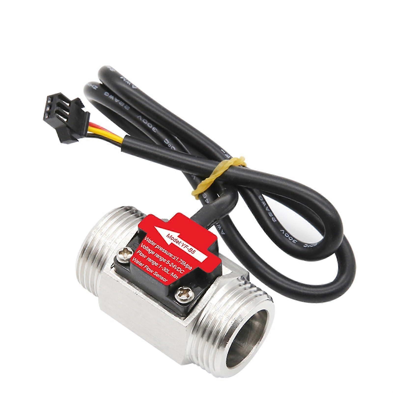 DC 5-18V Water Flow Sensor Stainless Steel Liquid Control Sensor Switch 1-1/4" Size Compatible with 1/2" 3/4" 1" 2" Pipes
