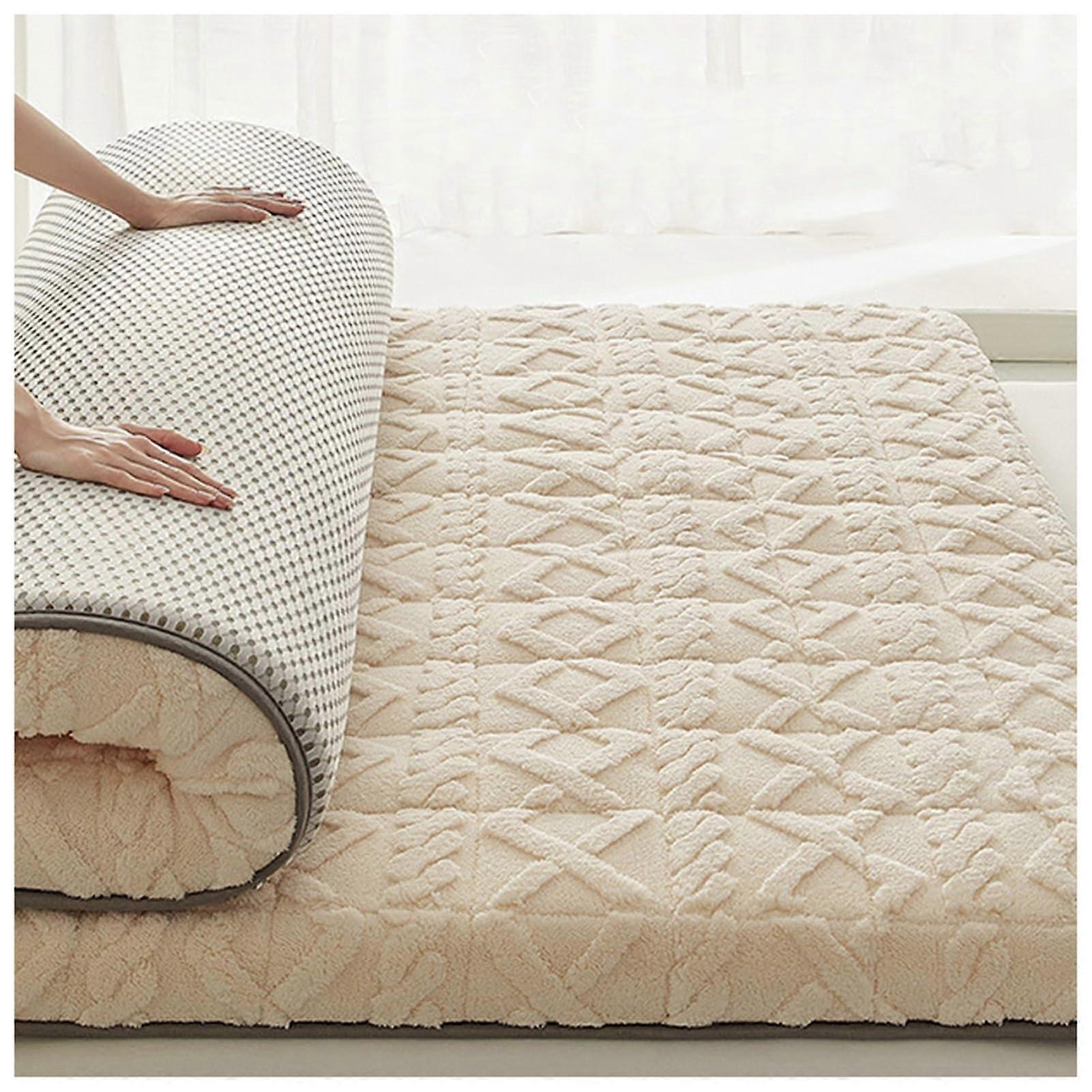 Floor Mattress Futon Portable Foldable Sleeping Pad for Home and Camping NonSlip Breathable 120x200 cm White