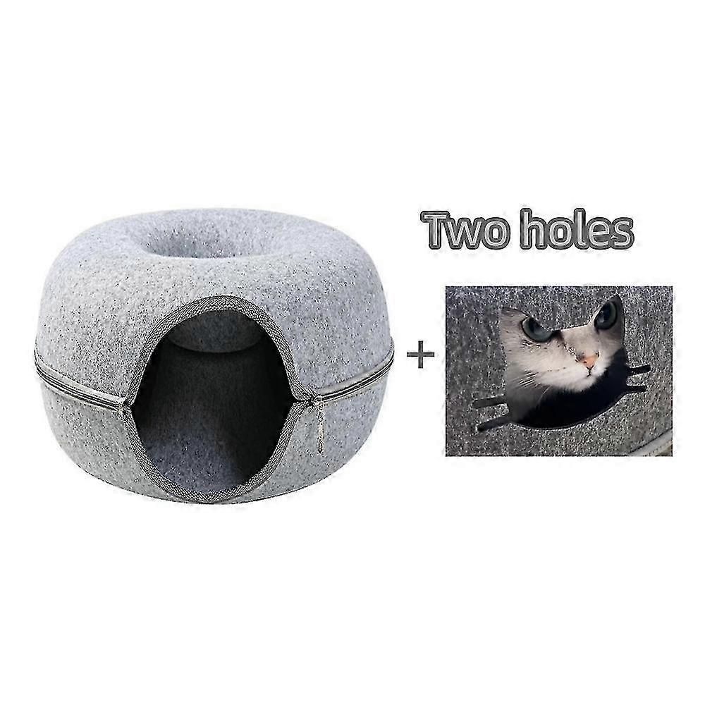2025 Donut Cat Bed for Cats Pet Cat Tunnel Toys Kitten House Basket Interactive Play Toys for Cats Natural Felt Rabbit Cave Nest