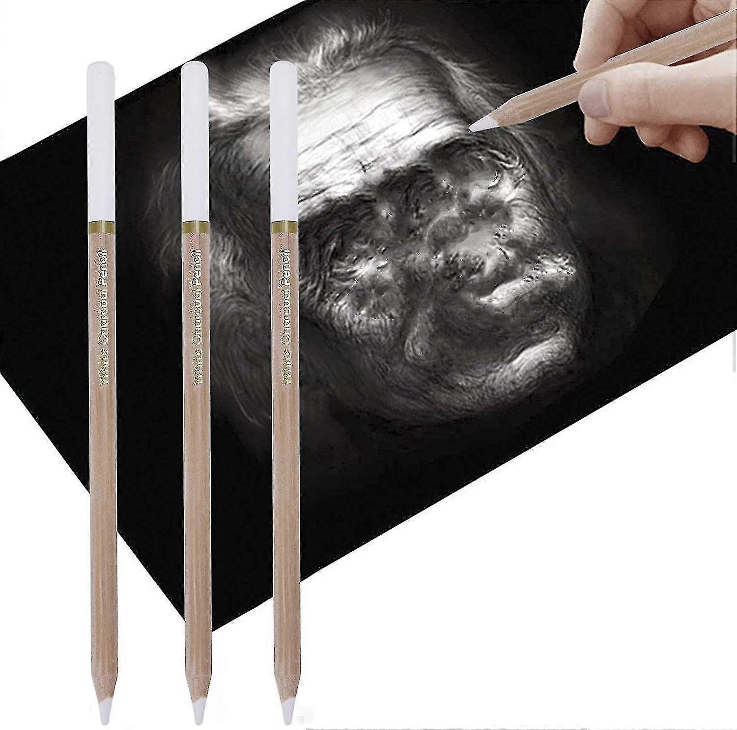 3 πακέτο λευκό κάρβουνο τέχνης σχέδιο επισήμανση μολύβι σκίτσο λευκό κάρβουνο