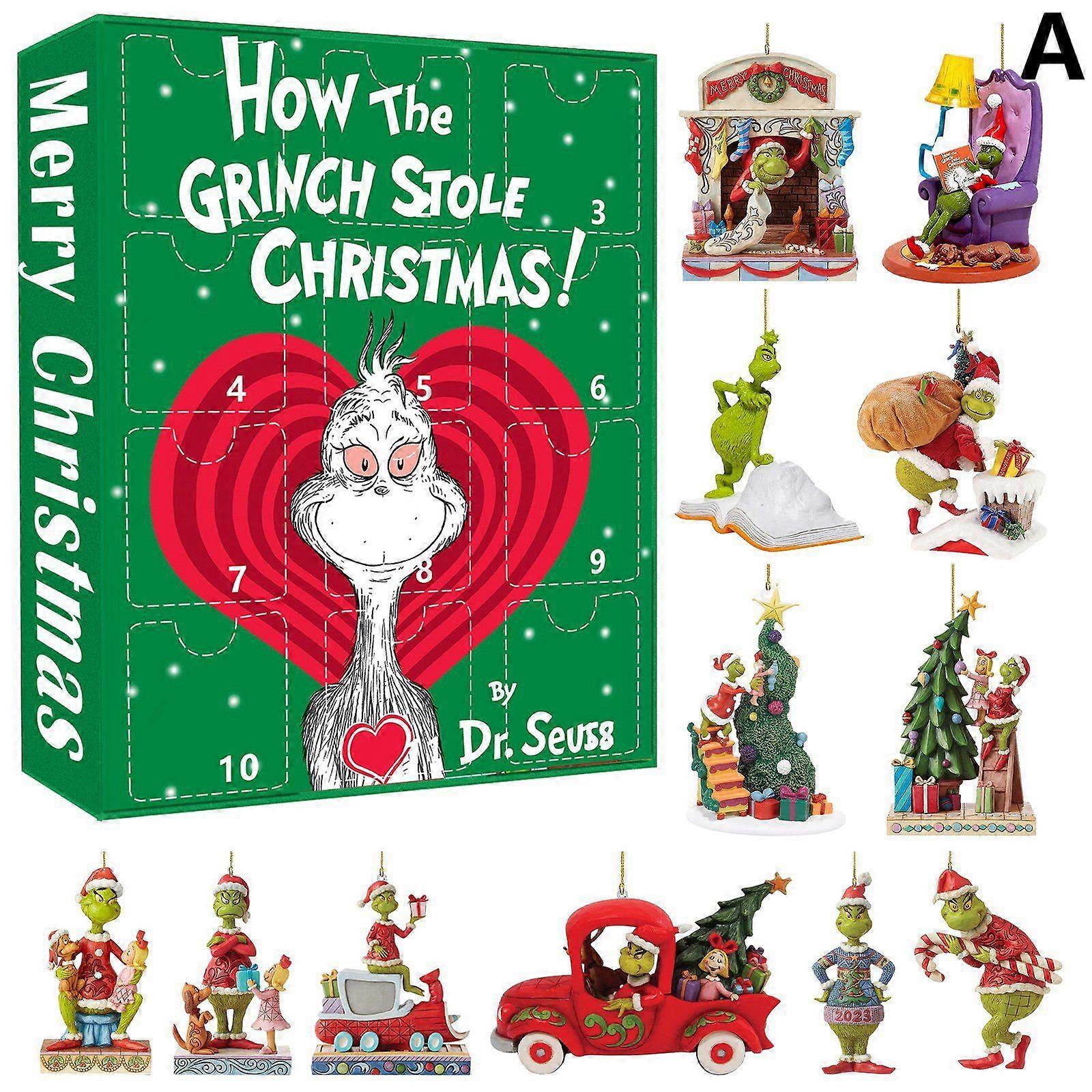 Creative Christmas Countdown Grinch Blind Box Green Monster Tree Ornament Advent Calendar