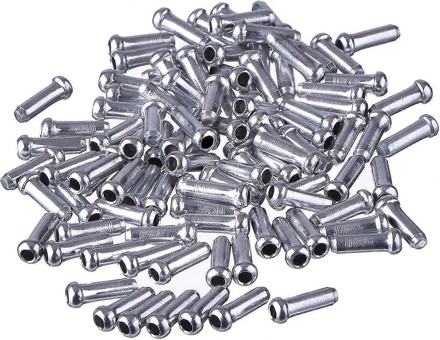 100 Pieces Brake Cable Tips Compatible With Mountain Bike Tip Sheaths Alloy In Silver
