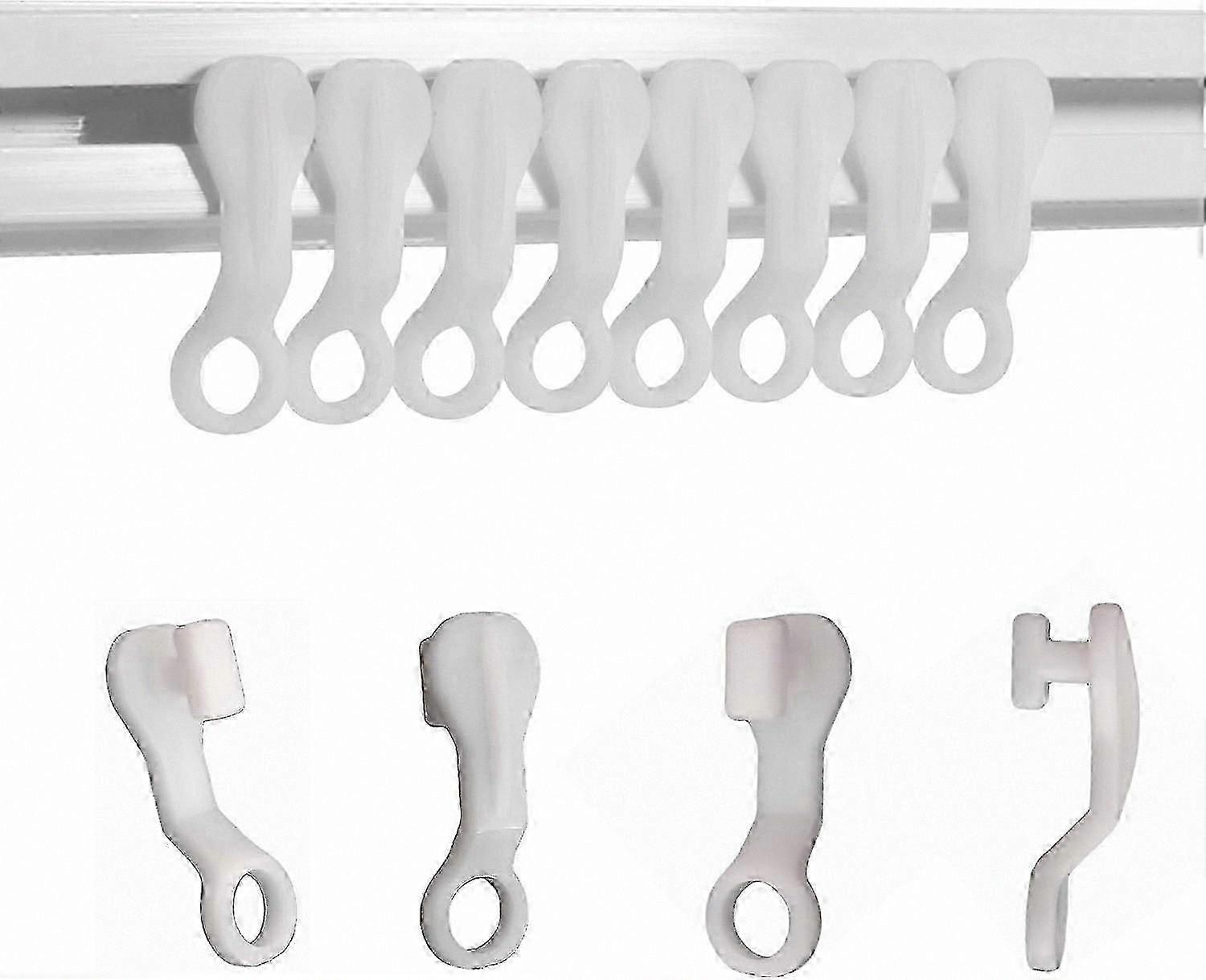 White Plastic Curtain Glider Hooks, 50-Pack for Easy Installation