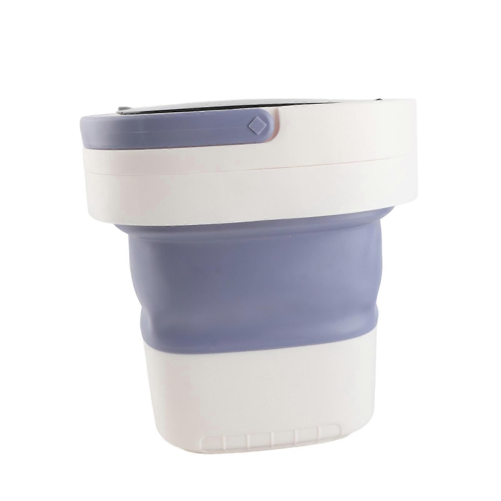7.5L Mini Portable Bucket Washer Foldable Washing Machine with Soft Spin Dry and Drainage Pipe 100‑240V Purple EU Plug