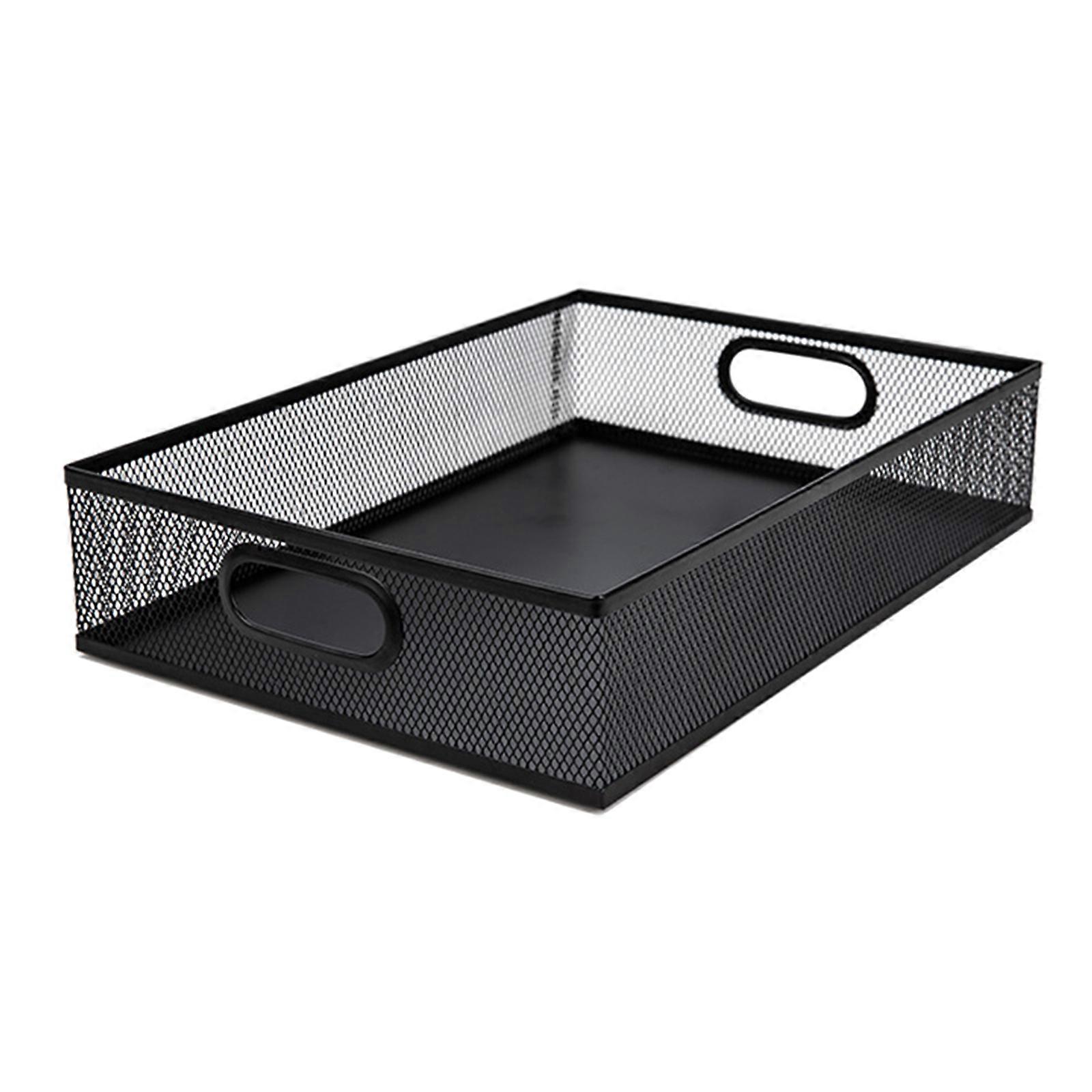 Desk Drawer Organizer Tray with Handle Office File Organizer Easy to Use Metal Desktop Storage Tray Multicolor