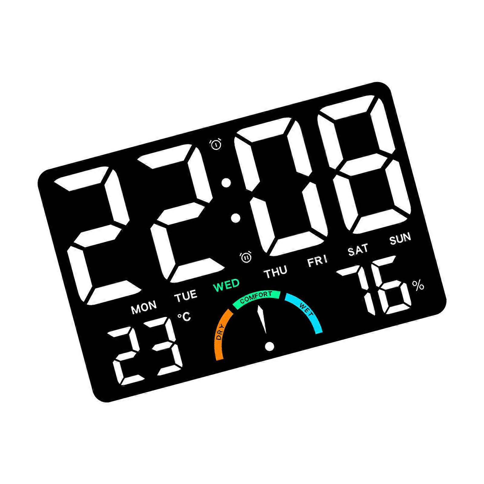 Desktop Temperature Humidity Meter Weather Stations Clock With LED Indicator And Snooze Alarm Function  Black white 