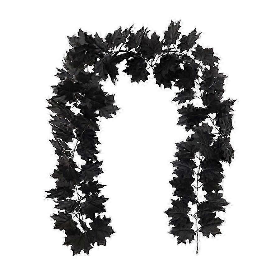 Halloween Artificial Maple Leaf Vine Decoration, 180CM Black Simulation Rattan