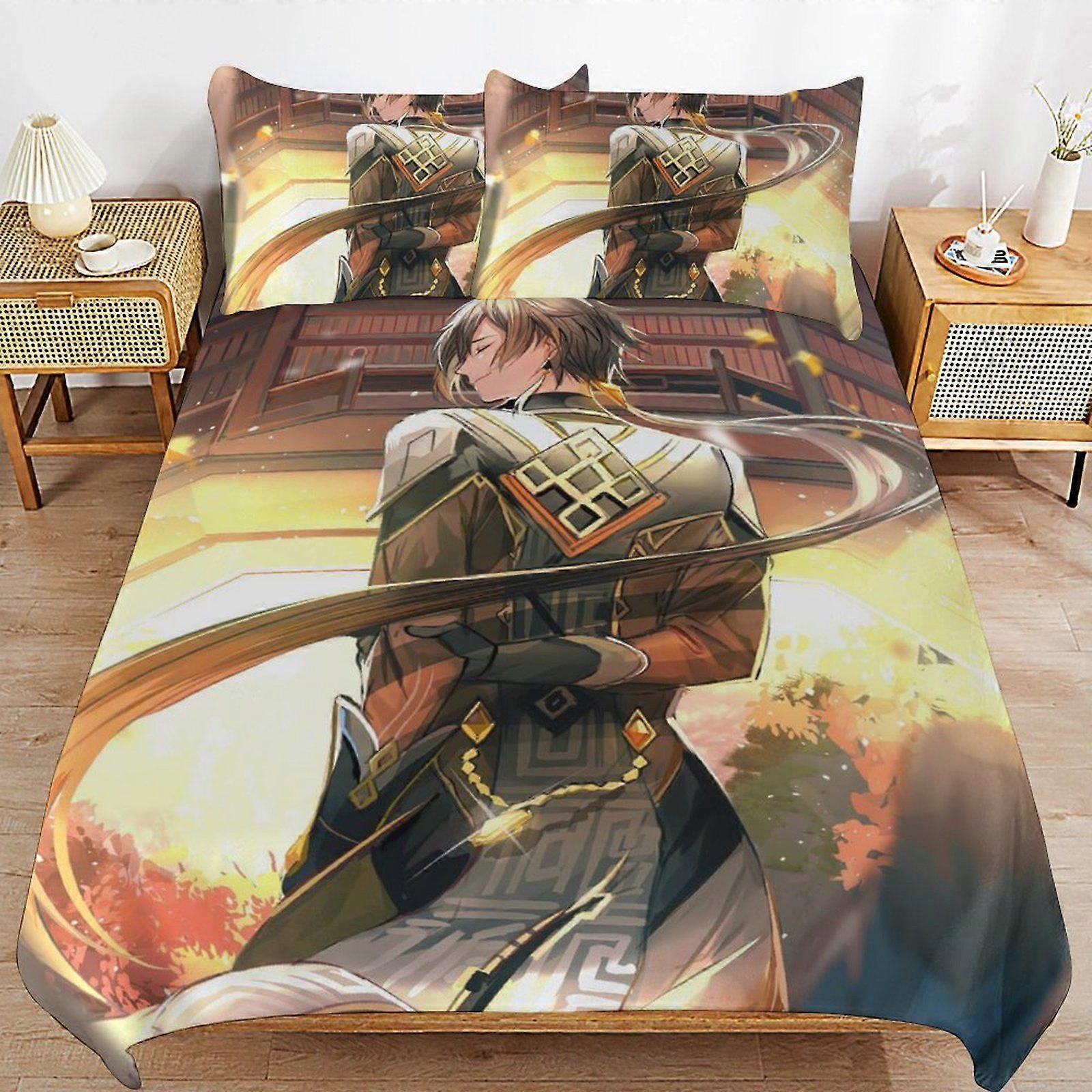 A263 GENSHIN IMPACT Hotel Collection Breathable Fabric Gentle Texture Practical Duvet Cover Sets with Hidden Zip N263