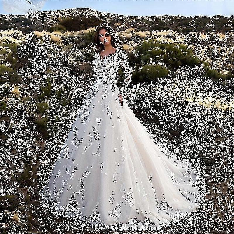 Γυναίκες μακρυμάνικο ένας ώμος Λευκό νυφικά νυφικά φορέματα νυφικό για γαμήλια παράνυμφα πάρτι φορέματα