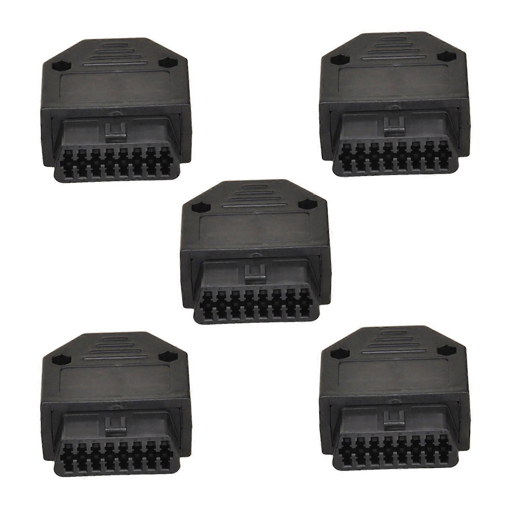 5x Obd2 Obd Ii 16 Pin Connector Socket Diagnostic Tool Adapter Obd Connector + Enclosures + Termina