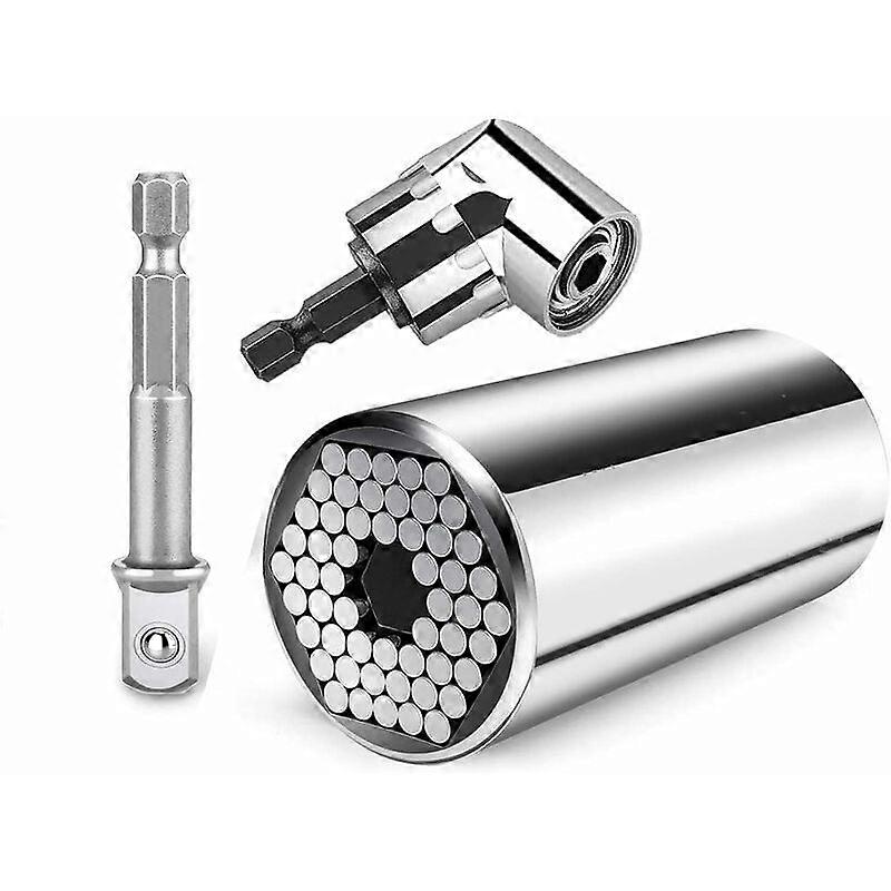 Socket Wrench Universal Wrench Universal Nut Universal Socket Wrench Multi-function Hand Tools 7-19mm with 105 Screwdriver Attachment Adapter 3 in