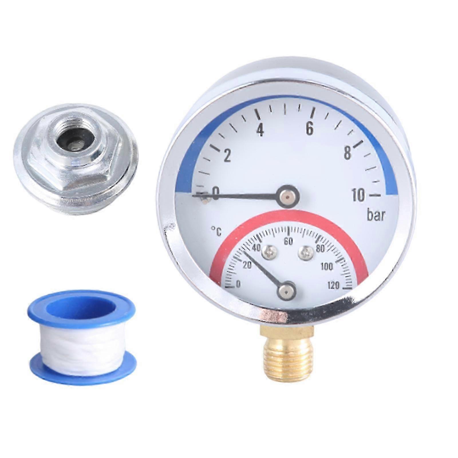 Thermo-manometer Easy Installation 0-120 ℃ 0-10Bar Measuring Rangings For Water Thermo-manometer