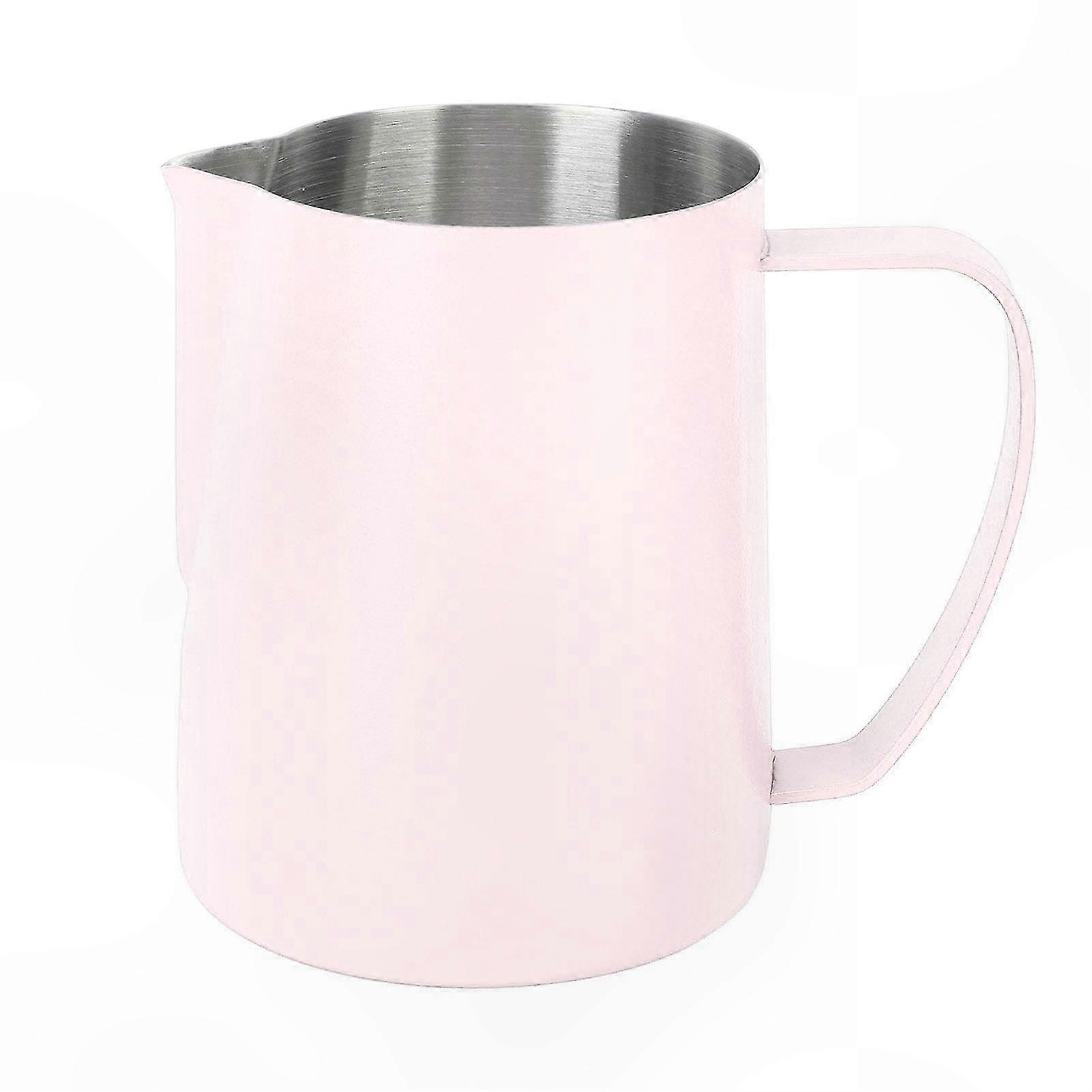 480ML Pink Stainless Steel Milk Frother Jug with Inner Scale for Latte Art