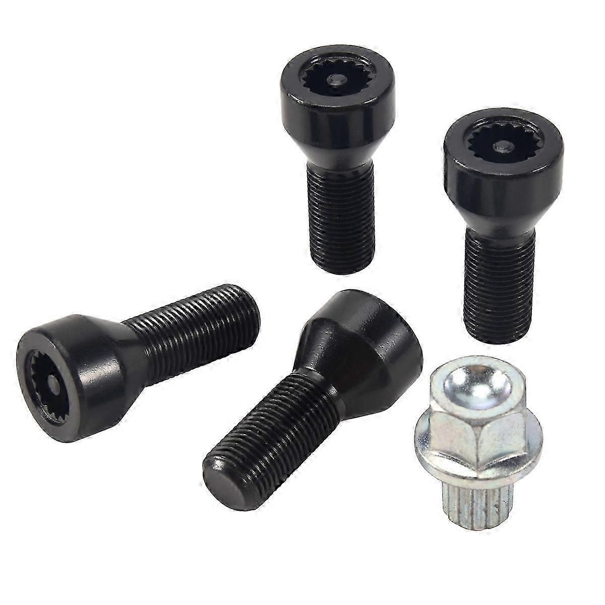 M14 x 1.25 Wheel Locking Bolts Anti-Theft Lug Nuts with Key for Car Security