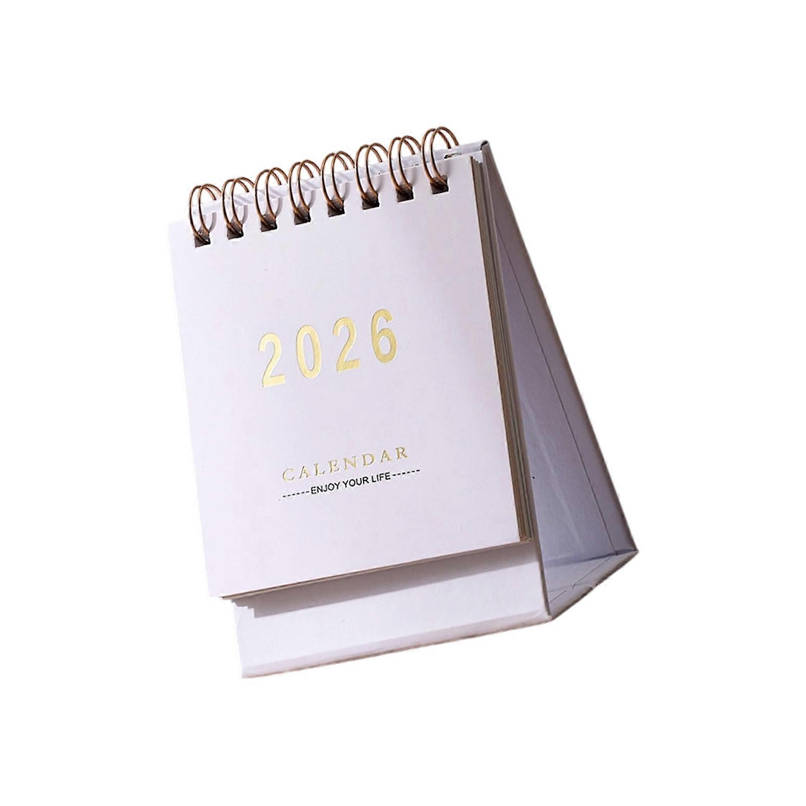 Compact 2026 Office Desk Calendar Quality Coil Binding Tear Resistant Pages Perfect For Daily Planning And Decoration  White
