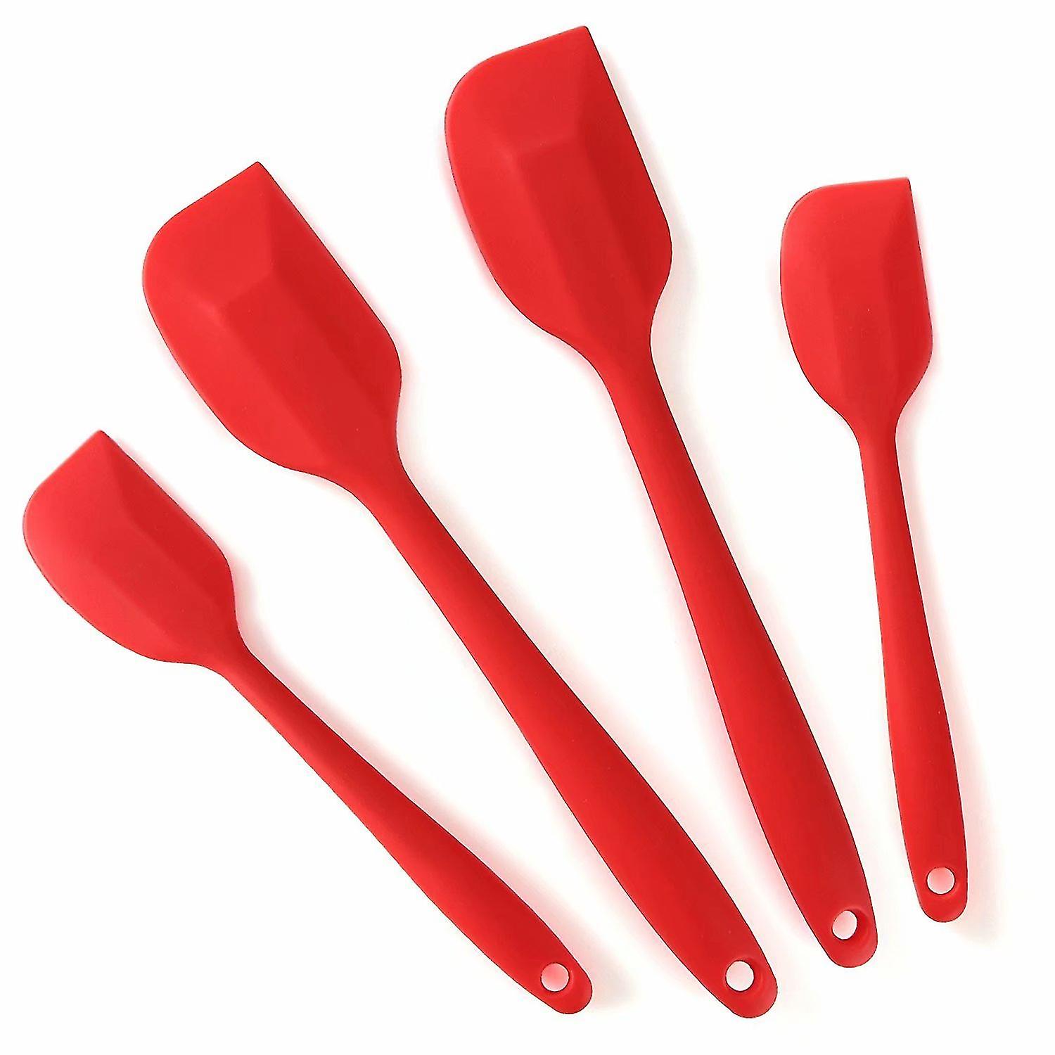 Kitchen Cooking Heat-resistant Silicone Spatula 4 Pieces (red)