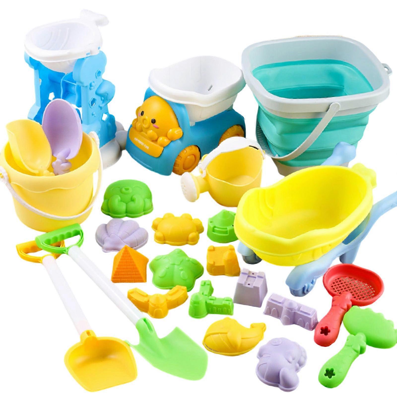 Sand Play Tools Kits 25PCS Sandcastle Toy For Children Creative Beach Activity Yard Snow Playset Summer Activity Toy  Emerald green