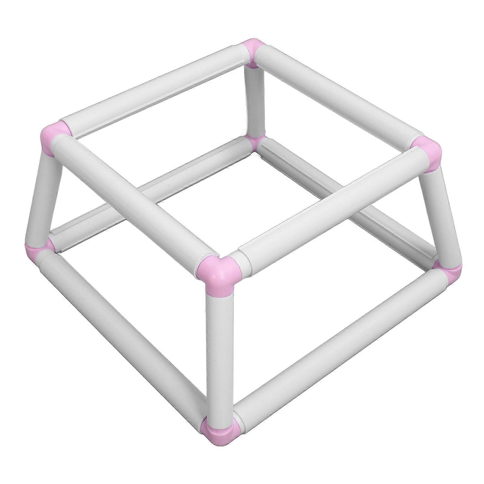 Embroidery Frame Lap Stand Cross Stitch Stitching Holder Set Rectangular Plastic Tube Double Layer Sewing Hoop Pink