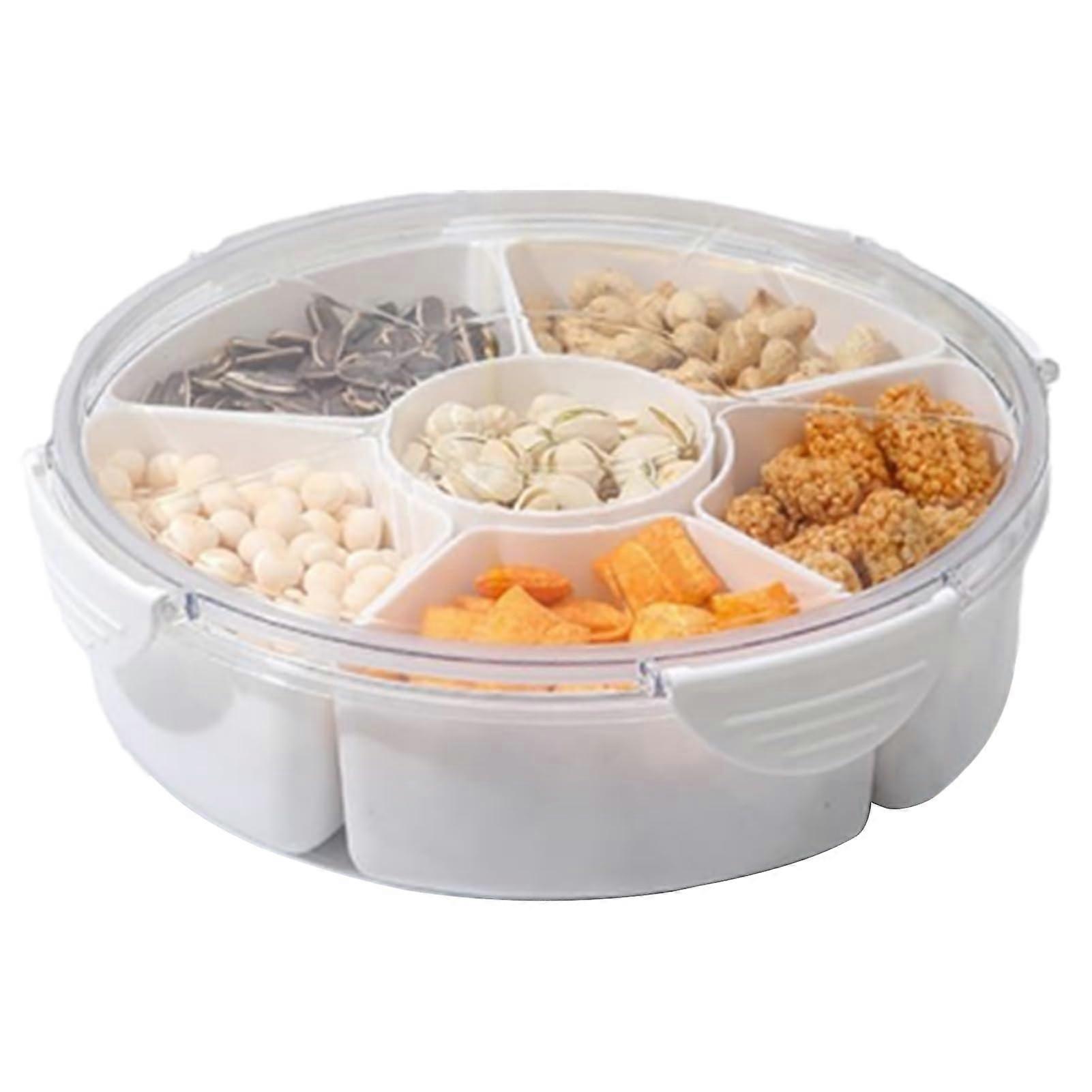 Divided Serving Tray with Lid, 5 Compartment Snack Platter for Chips, Dip, Veggies, Candy, Nuts
