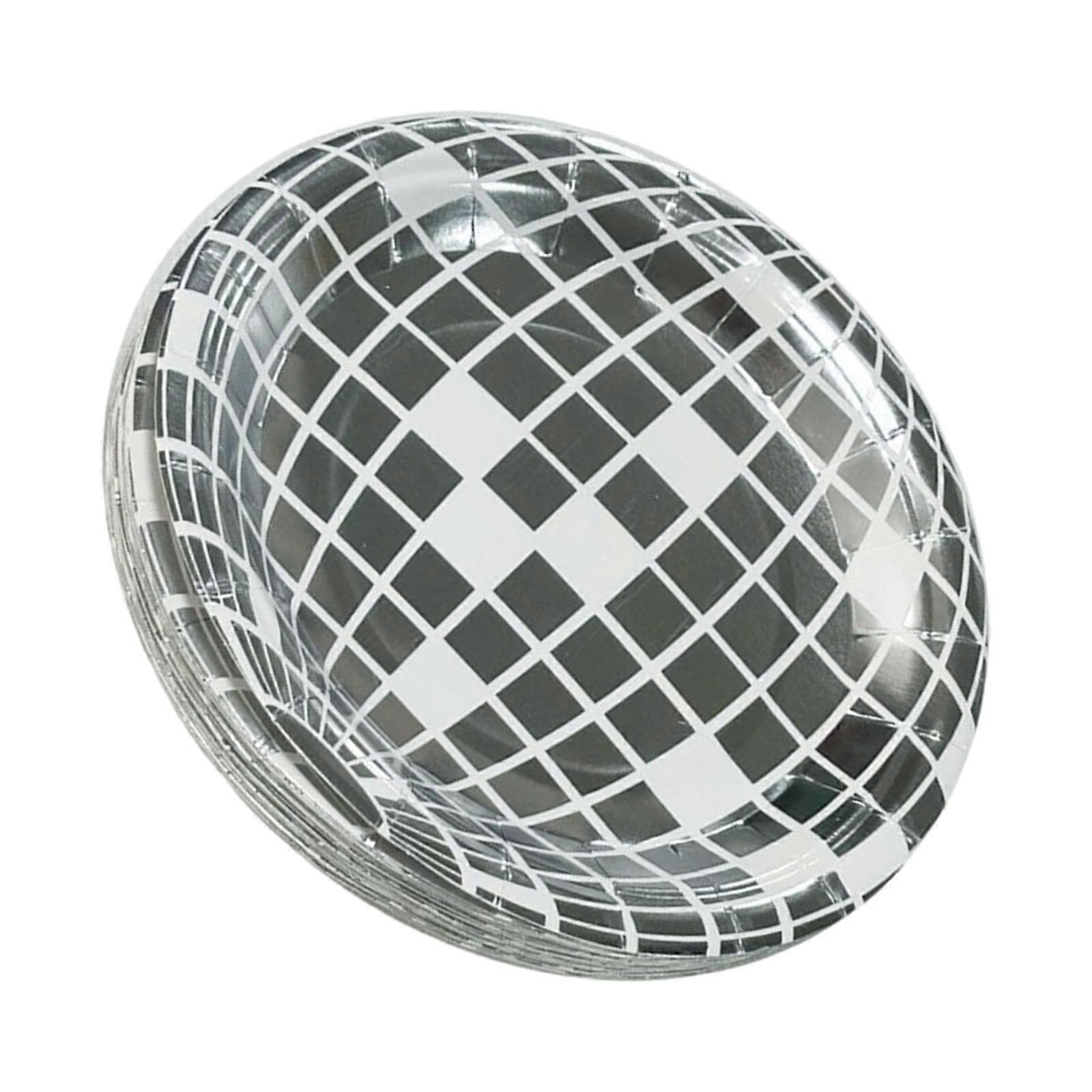 25개입 실버 디스코 테마 일회용 종이 접시 디저트 디너 접시 음악 파티 및 축하 장식용 7인치