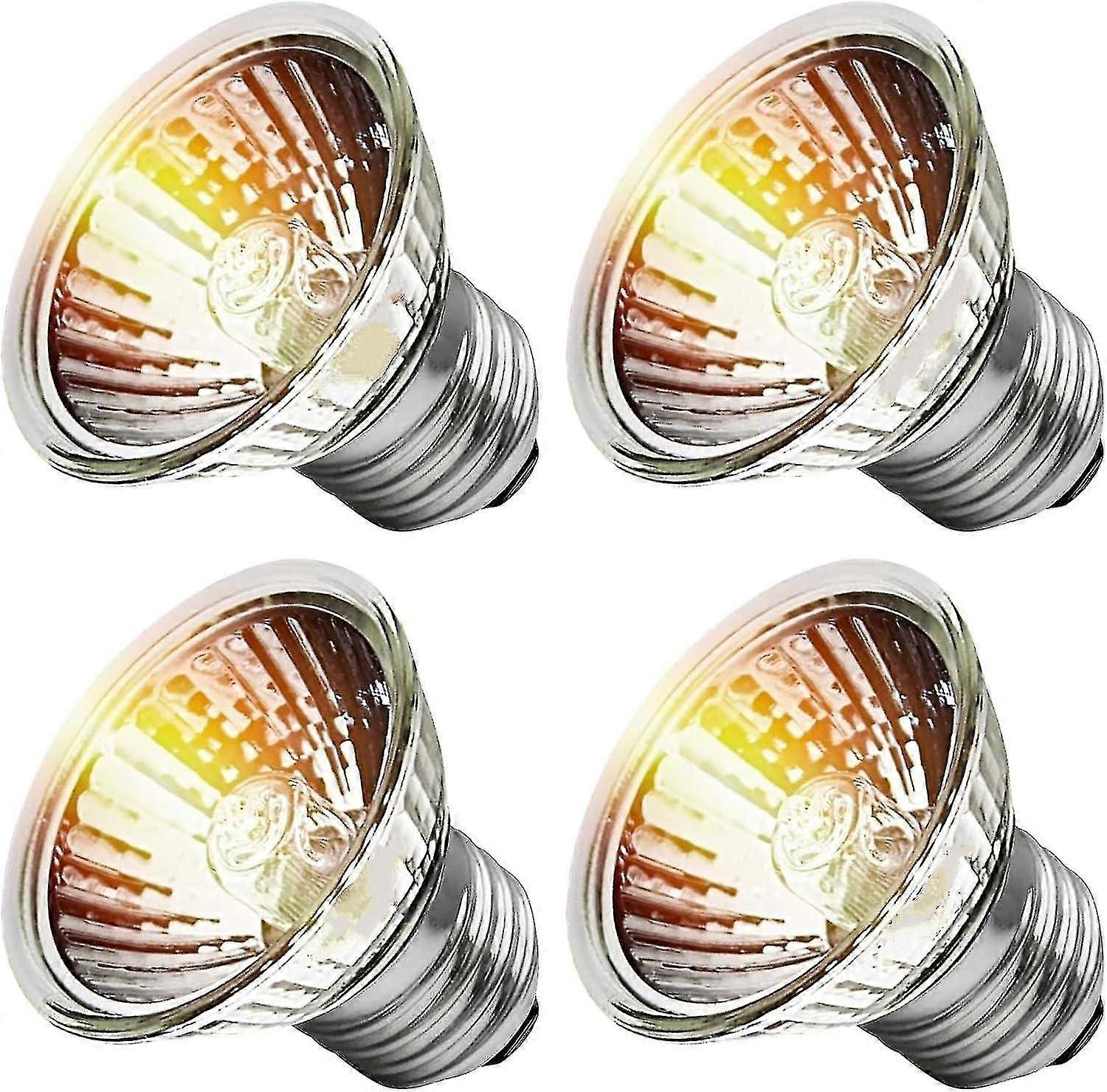 Turtle Heat Lamp 4-Pack, 25/50/75W UVA UVB Reptile Turtle Light Bulbs for Amphibian Tanks, Terrariums, and Cages, Works with Various Lamp Fixtures