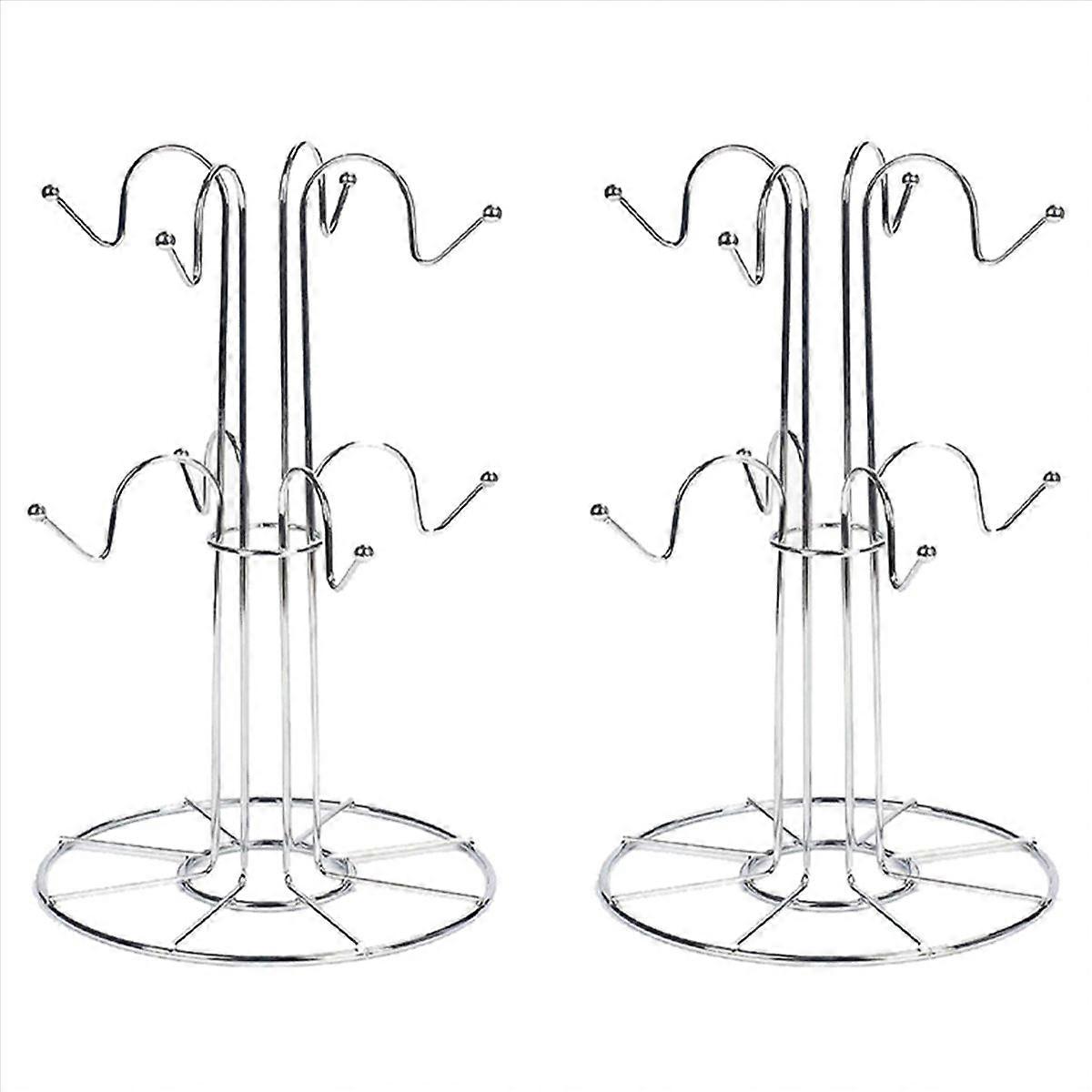 2X Cup Drying Rack with 8 Hooks Drainer Mug Tree Mug Organizer for Home Desktop