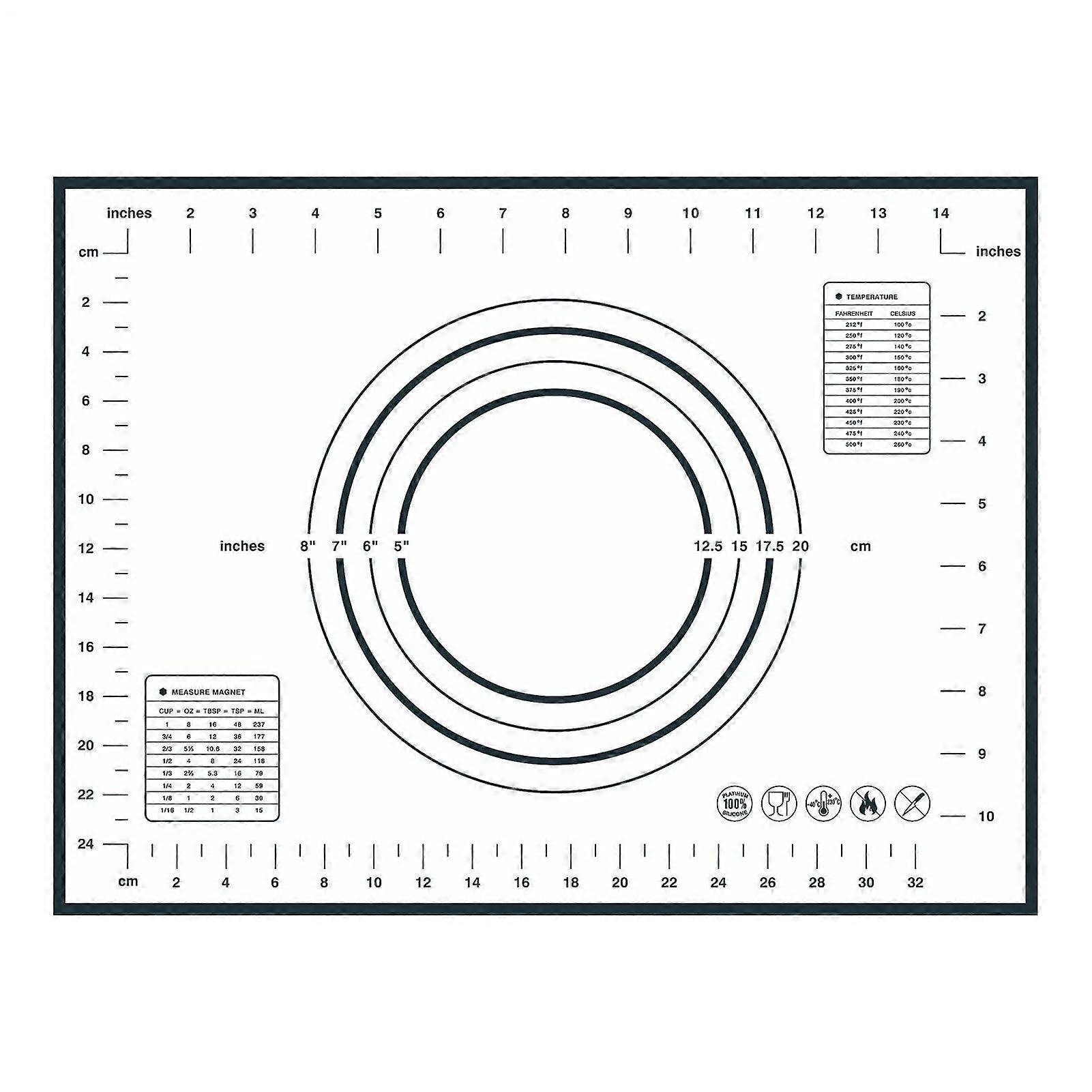 Silicone Pastry Mat Non Stick for Rolling Dough Pie Crust Cookies Bread Pizza 15.75x11.81 Inch