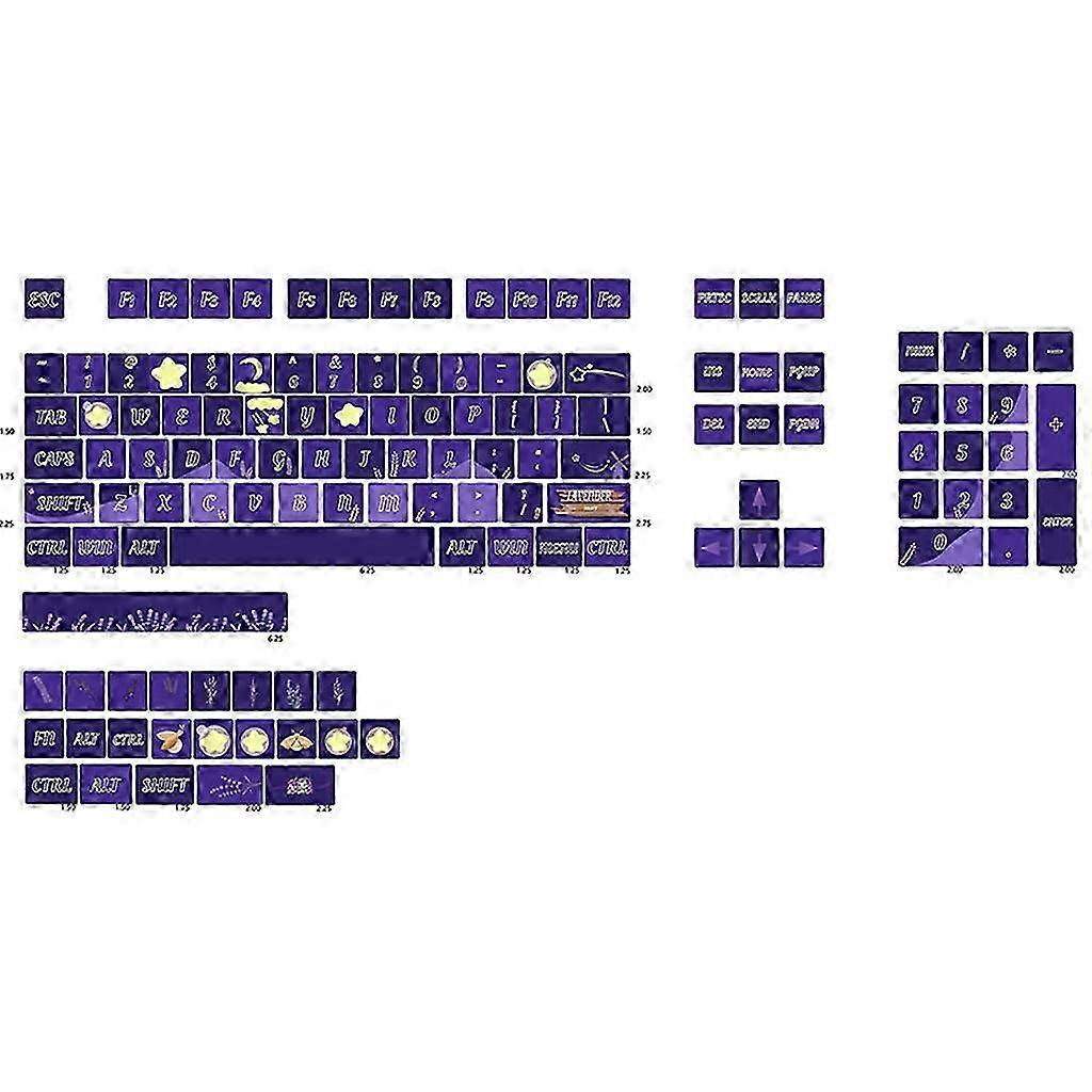 LavenderPurple Keycap Dye Sublimation PBT Material XDA Keycaps 127 Keys ForMX Switches Mechanical Keyboards