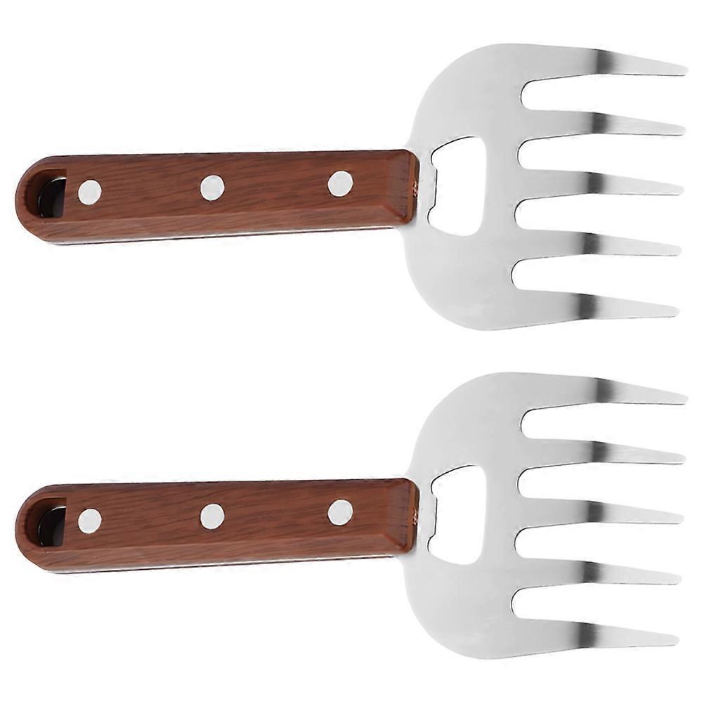 Kitchen Meat Fork Metal Shredder for Meat Pulling 2Pcs Wooden Handle Bbq