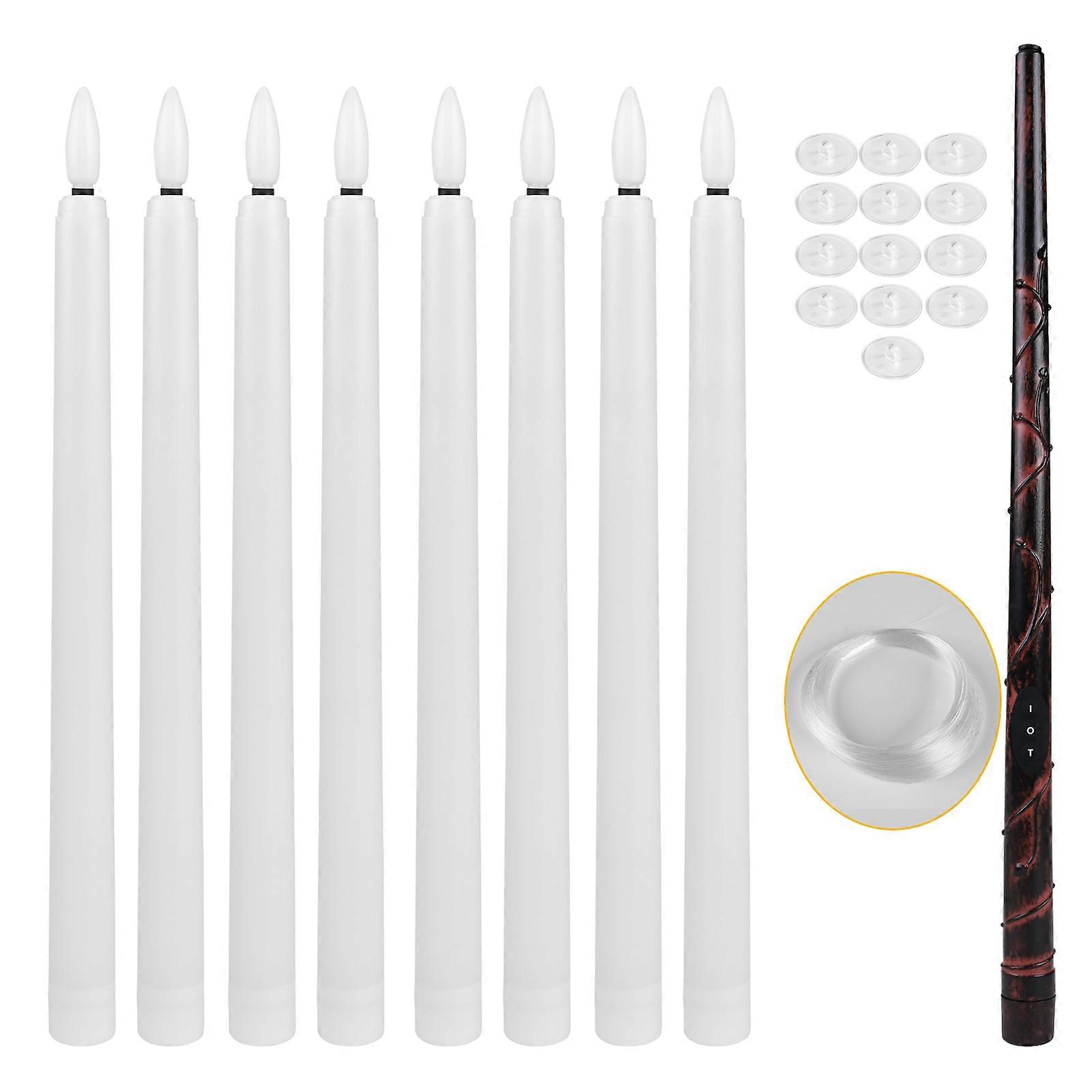 Pack of 12/24 Floating LED Candles with Magic Wand Remote Control Flameless Taper Candle Christmas Halloween Party Window Decor